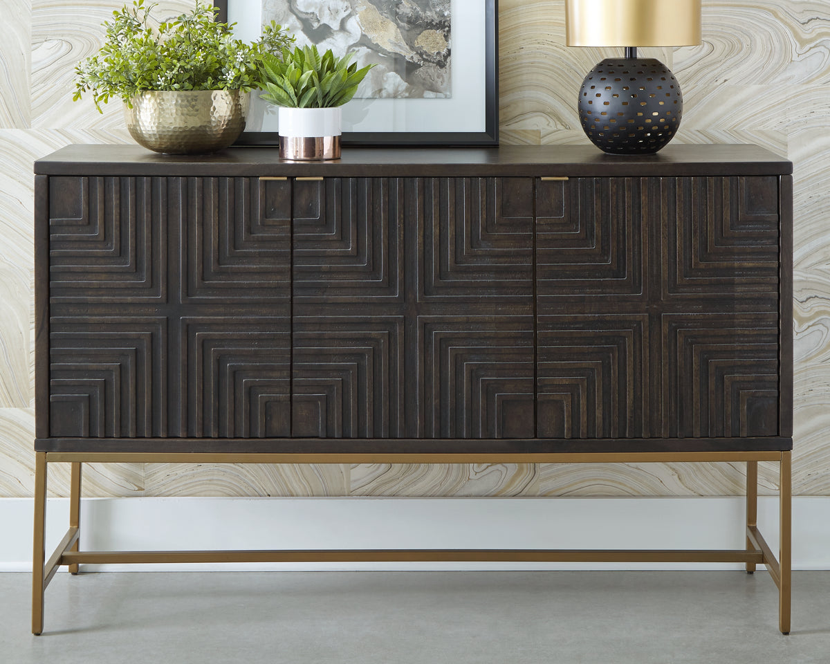 Furniture City Laplace - Ashley Furniture - Elinmore Accent Cabinet - Accent Cabinet / Brown/Gold Finish - A4000316