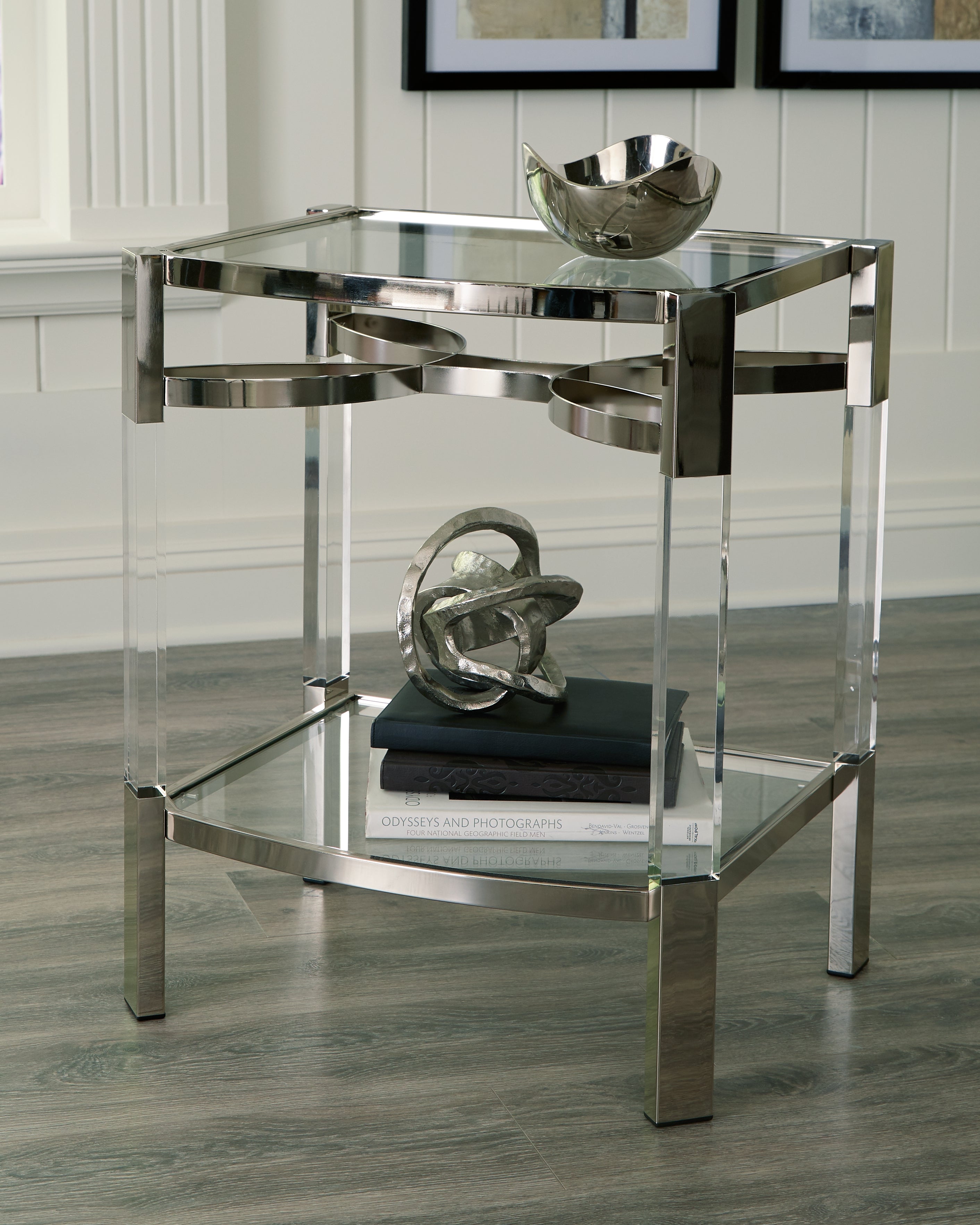 Furniture City Laplace - Ashley Furniture - Chaseton Bar Cart - Bar Cart / Clear/Silver Finish - A4000501