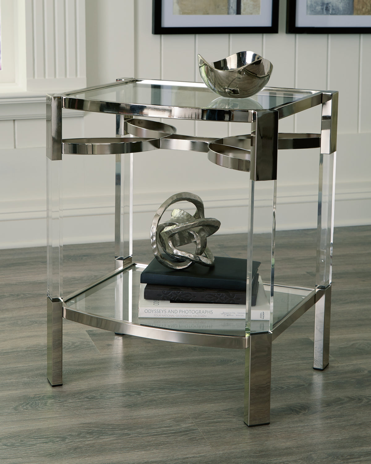 Furniture City Laplace - Ashley Furniture - Chaseton Bar Cart - Bar Cart / Clear/Silver Finish - A4000501