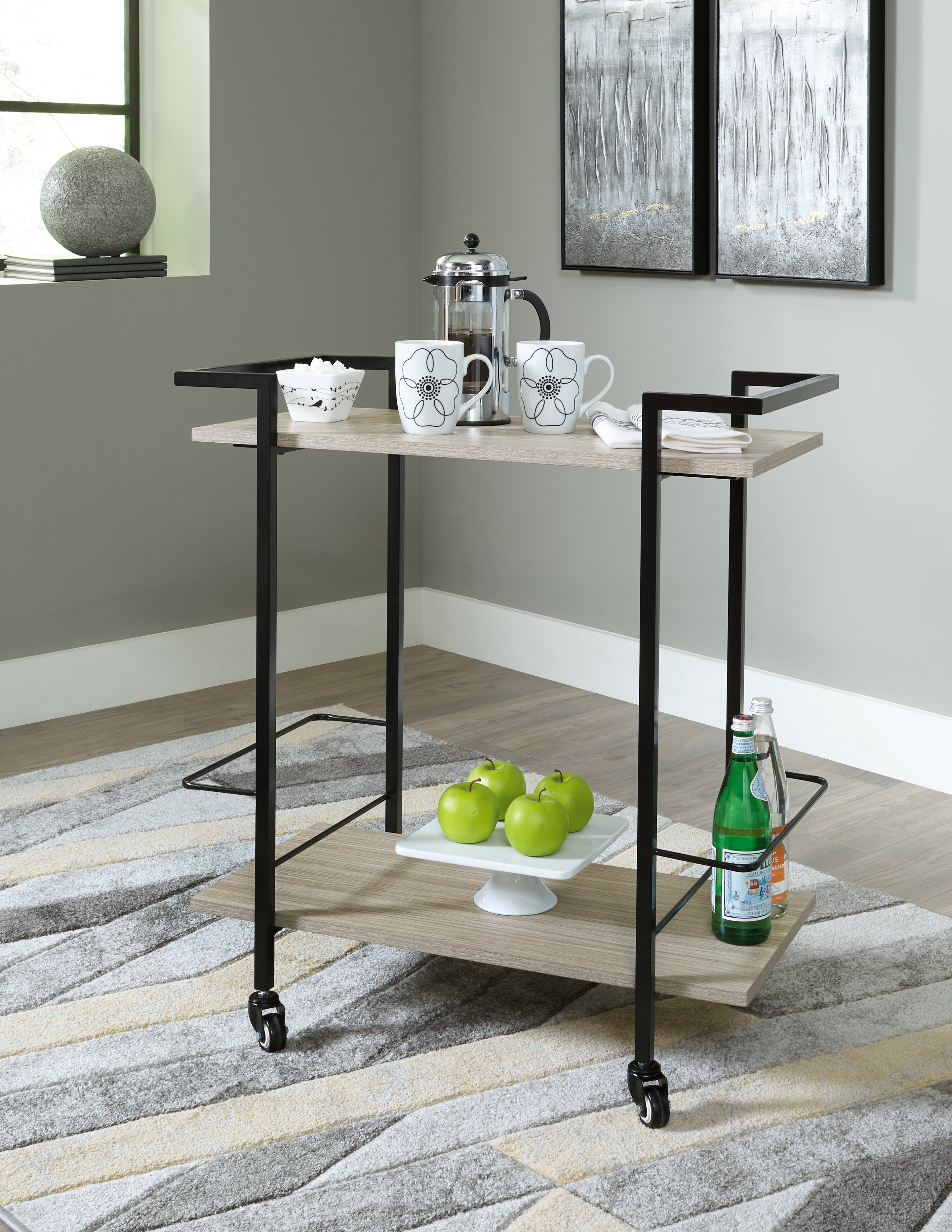Furniture City Laplace - Ashley Furniture - Waylowe Bar Cart - Bar Cart / Brown/Black - A4000389