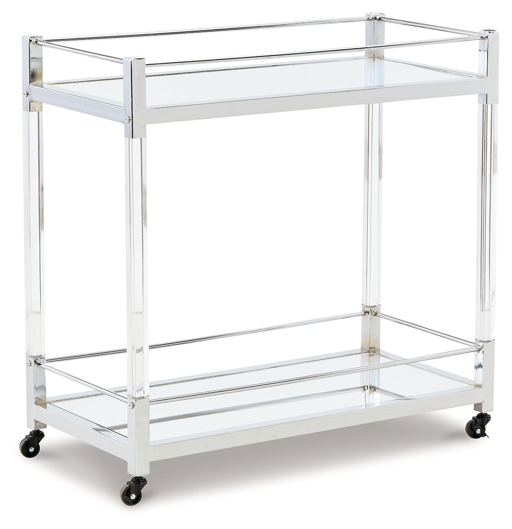 Furniture City Laplace - Ashley Furniture - Chaseton Accent Table - Bar Cart / Clear/Silver Finish - A4000501