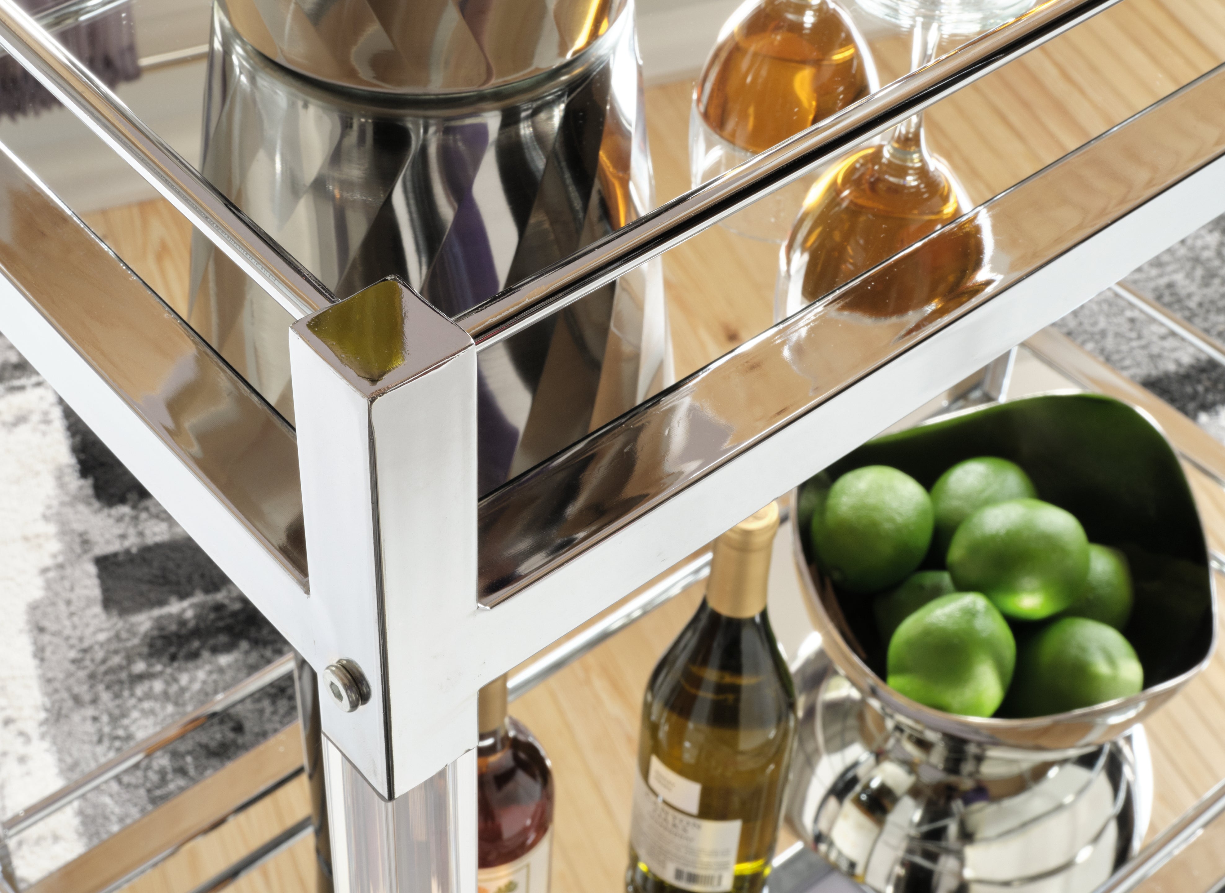Furniture City Laplace - Ashley Furniture - Chaseton Accent Table - Bar Cart / Clear/Silver Finish - A4000501