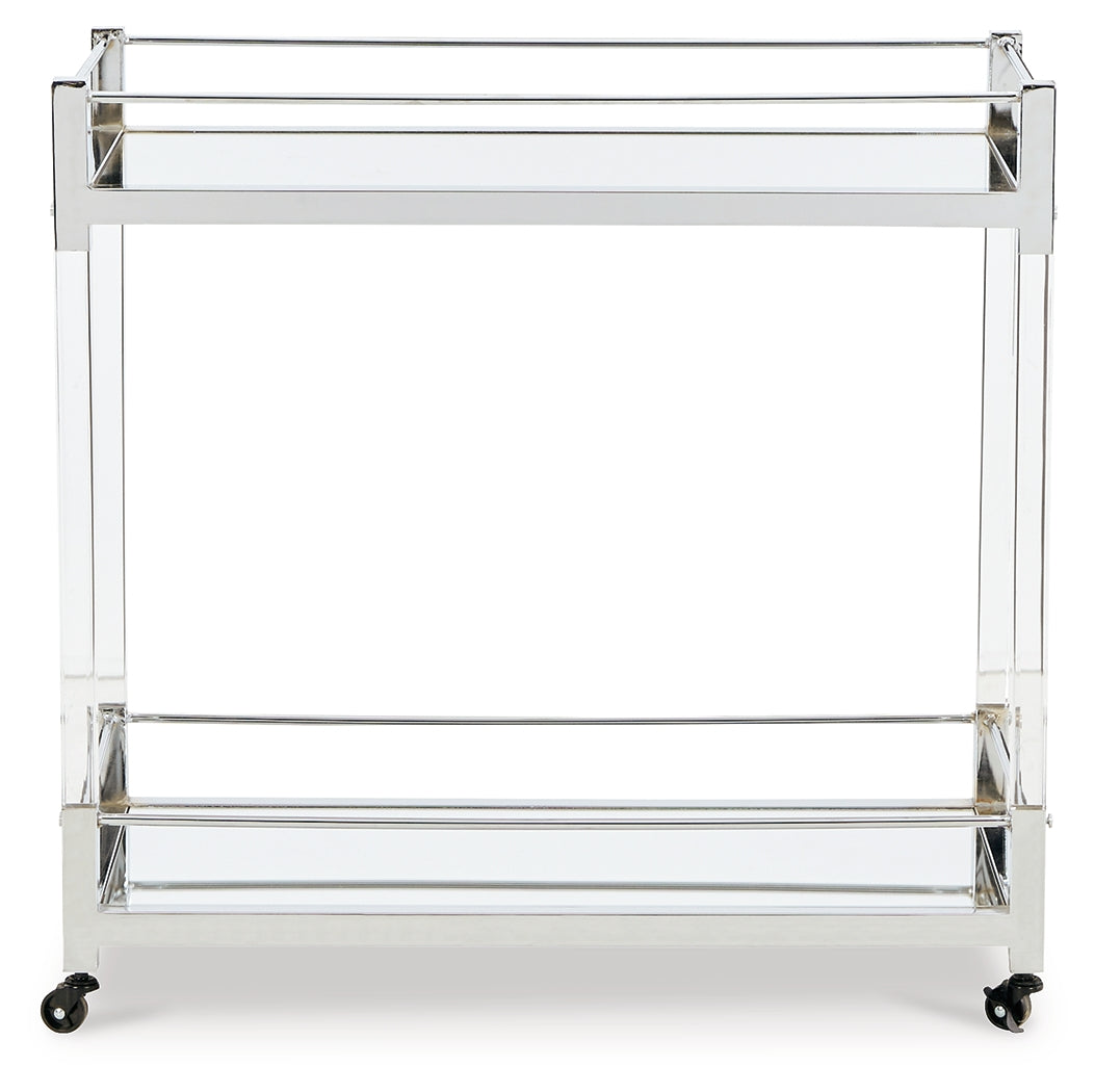 Furniture City Laplace - Ashley Furniture - Chaseton Accent Table - Bar Cart / Clear/Silver Finish - A4000501
