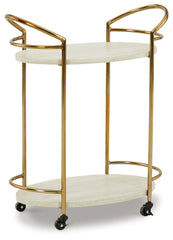 Furniture City Laplace - Ashley Furniture - Tarica Bar Cart - Bar Cart / Cream/Gold Finish - A4000502