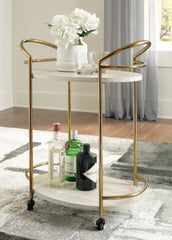 Furniture City Laplace - Ashley Furniture - Tarica Bar Cart - Bar Cart / Cream/Gold Finish - A4000502