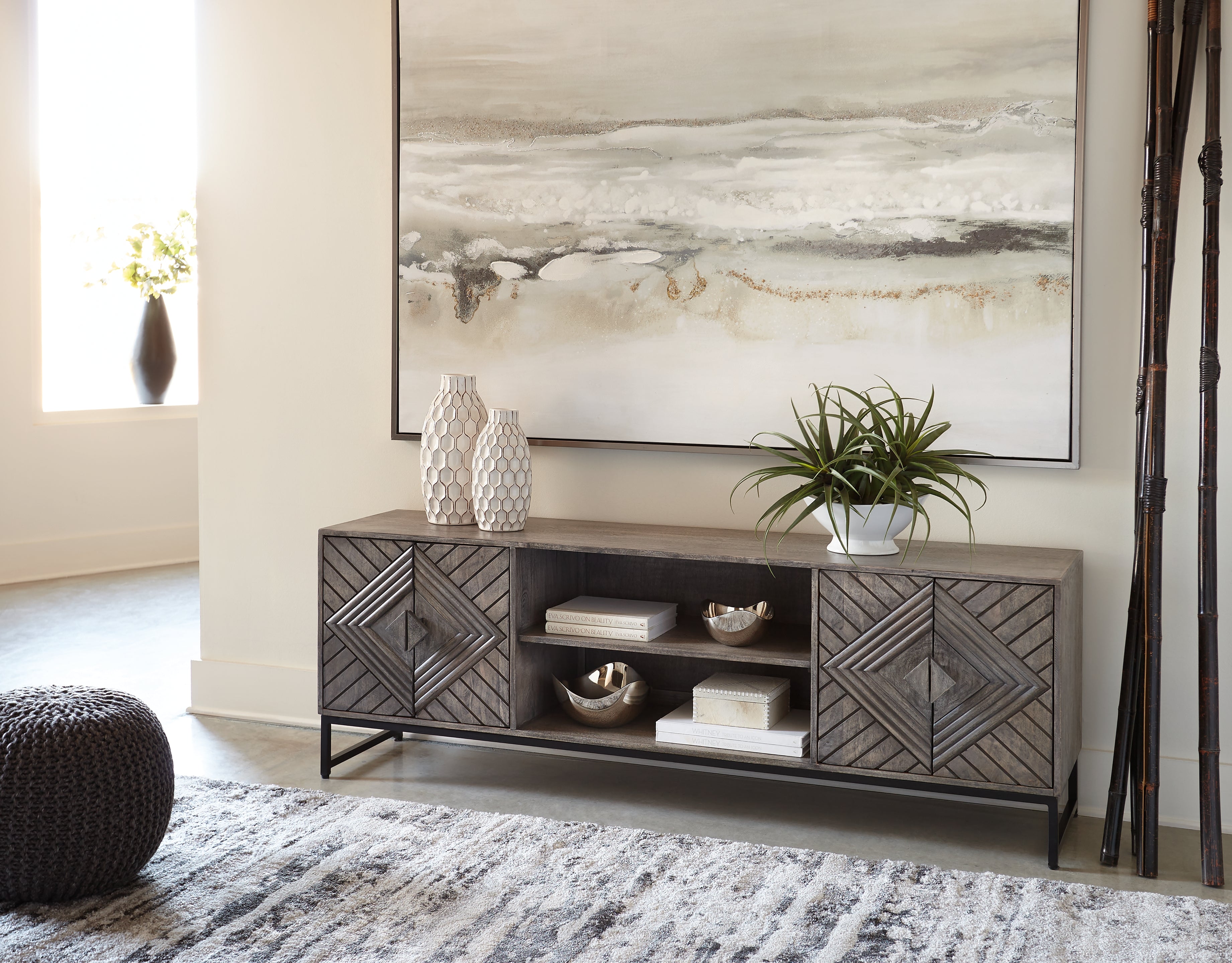Furniture City Laplace - Ashley Furniture - Treybrook Accent Cabinet - Accent Cabinet / Distressed Gray - A4000512