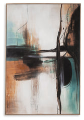 Furniture City Laplace - Ashley Furniture - Brunonia Wall Decor - Wall Art / Teal/Orange/Black - A8000337