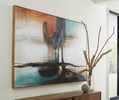 Furniture City Laplace - Ashley Furniture - Brunonia Wall Decor - Wall Art / Teal/Orange/Black - A8000337