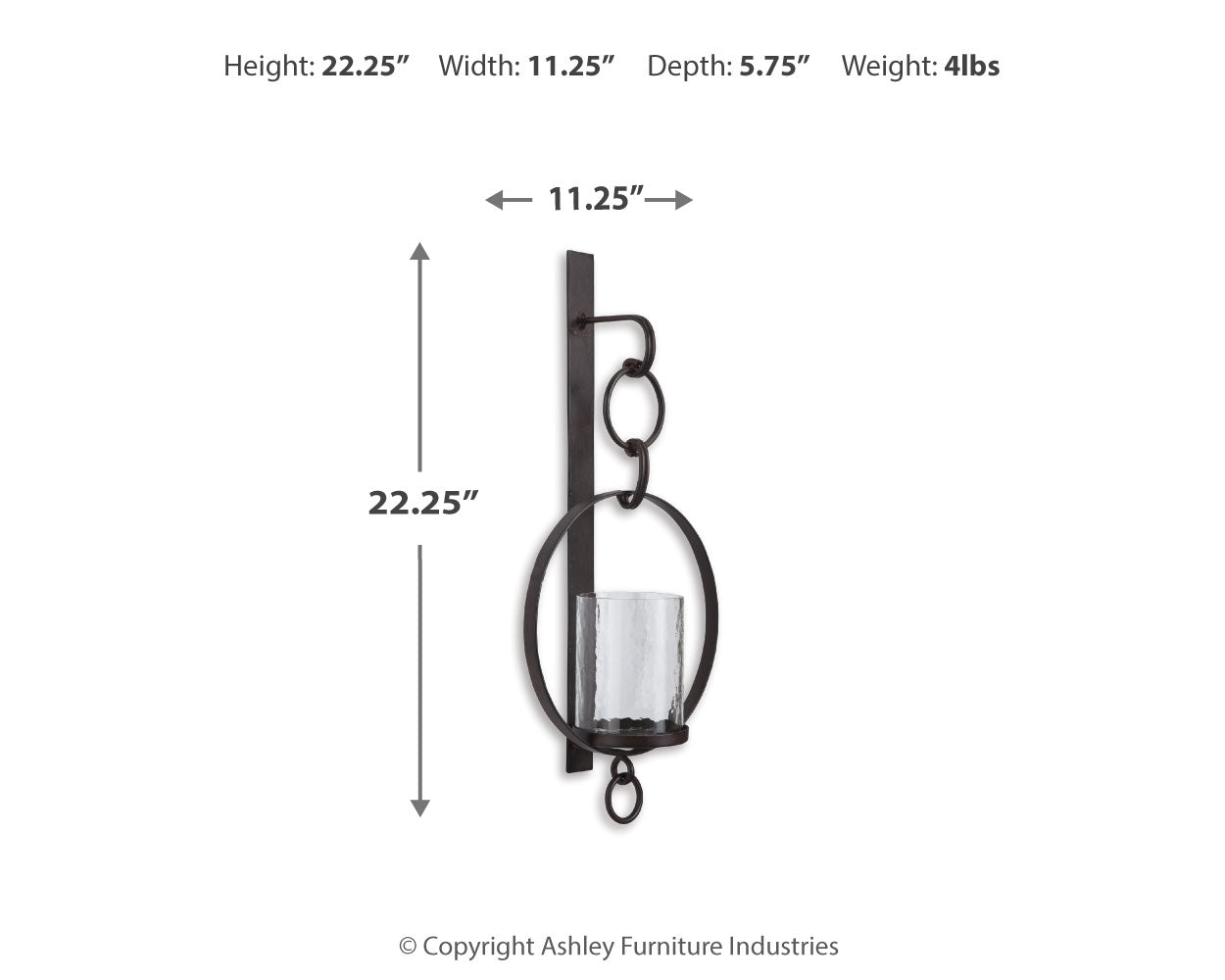 Furniture City Laplace - Ashley Furniture - Ogaleesha Wall Decor - Wall Sconce / Brown - A8010036