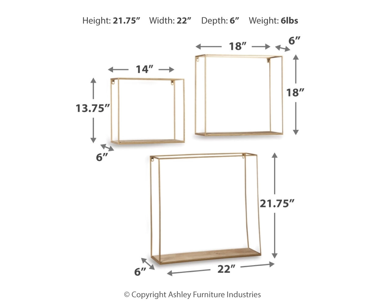 Furniture City Laplace - Ashley Furniture - Efharis Wall Decor - Wall Shelf Set (3/CN) - A8010107