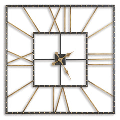 Furniture City Laplace - Ashley Furniture - Thames Wall Decor - Wall Clock / Black/Gold Finish - A8010112