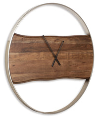Furniture City Laplace - Ashley Furniture - Panchali Wall Decor - Wall Clock / Brown/Silver Finish - A8010198