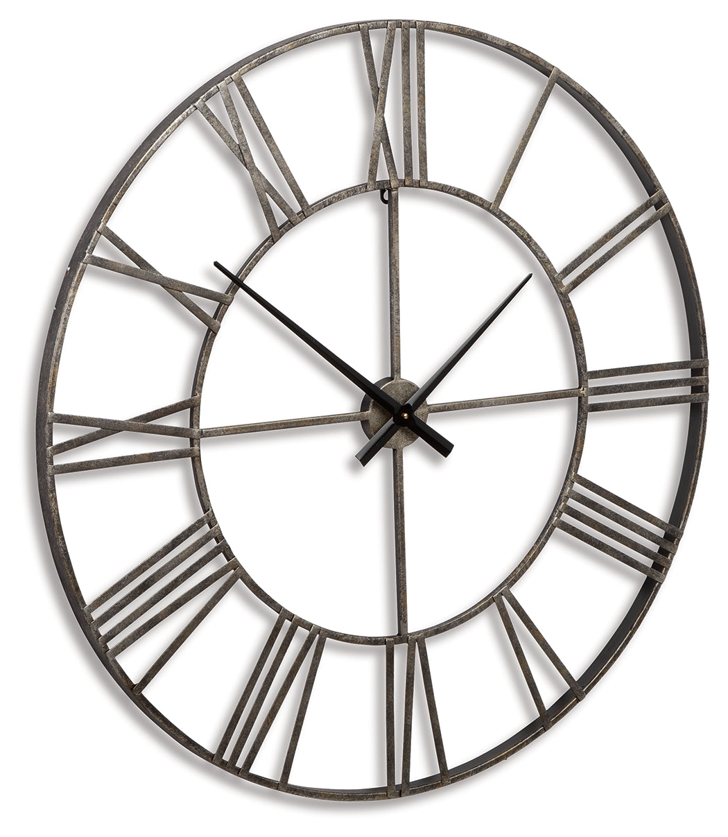 Furniture City Laplace - Ashley Furniture - Paquita Wall Decor - Wall Clock / Antique Silver - A8010237