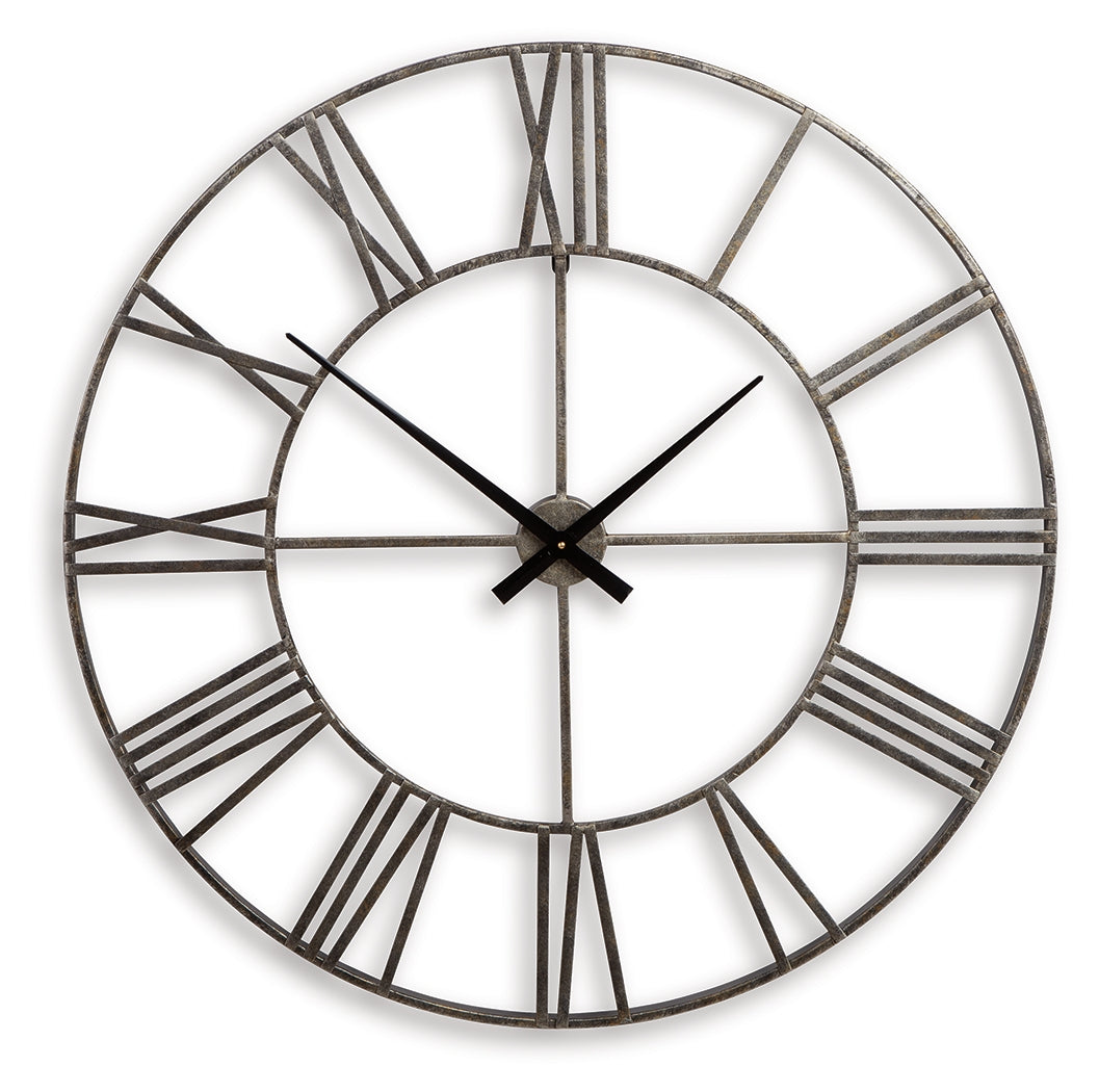 Furniture City Laplace - Ashley Furniture - Paquita Wall Decor - Wall Clock / Antique Silver - A8010237