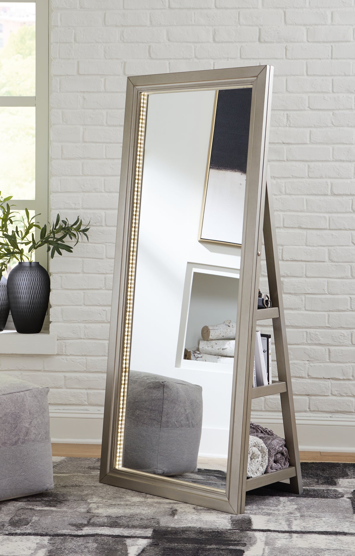 Furniture City Laplace - Ashley Furniture - Evesen Floor Standing Mirror with Storage - Floor Standing Mirror/Storage - A8010379