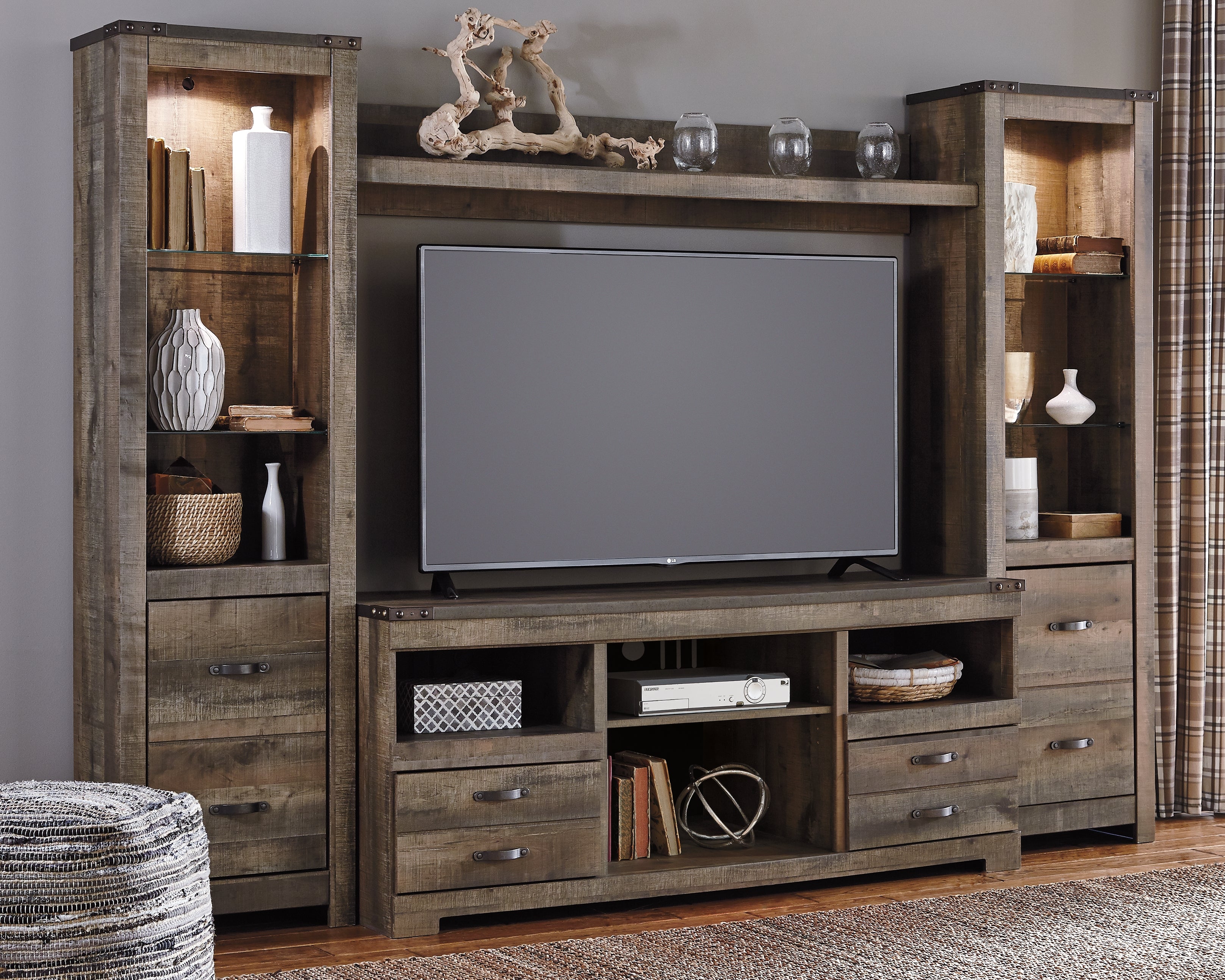 Furniture City Laplace - Ashley Furniture - Trinell Entertainment Center - Bridge / Brown - W446-27