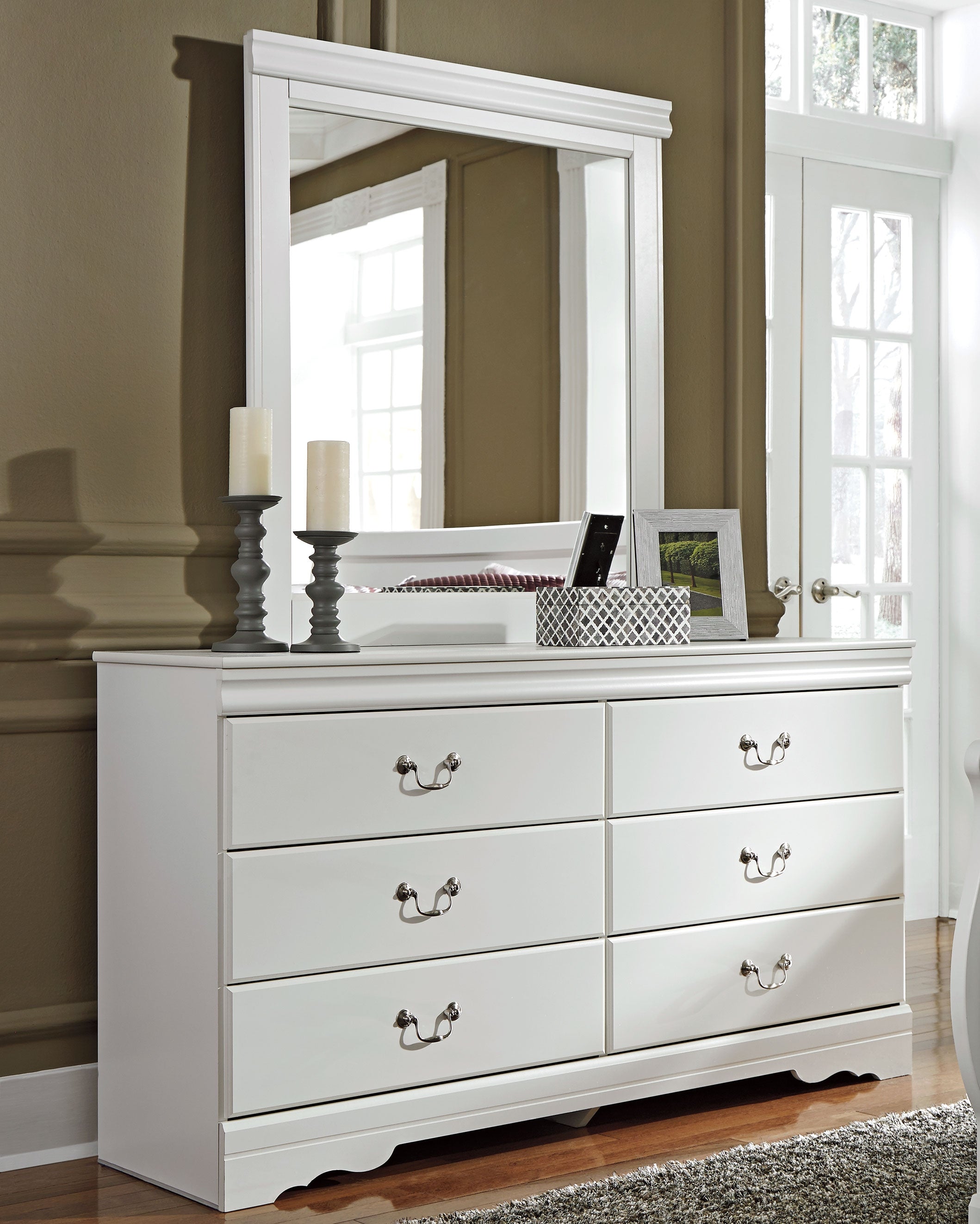 Furniture City Laplace - Ashley Furniture - Anarasia Bedroom - Dresser and Mirror / White - B129B3