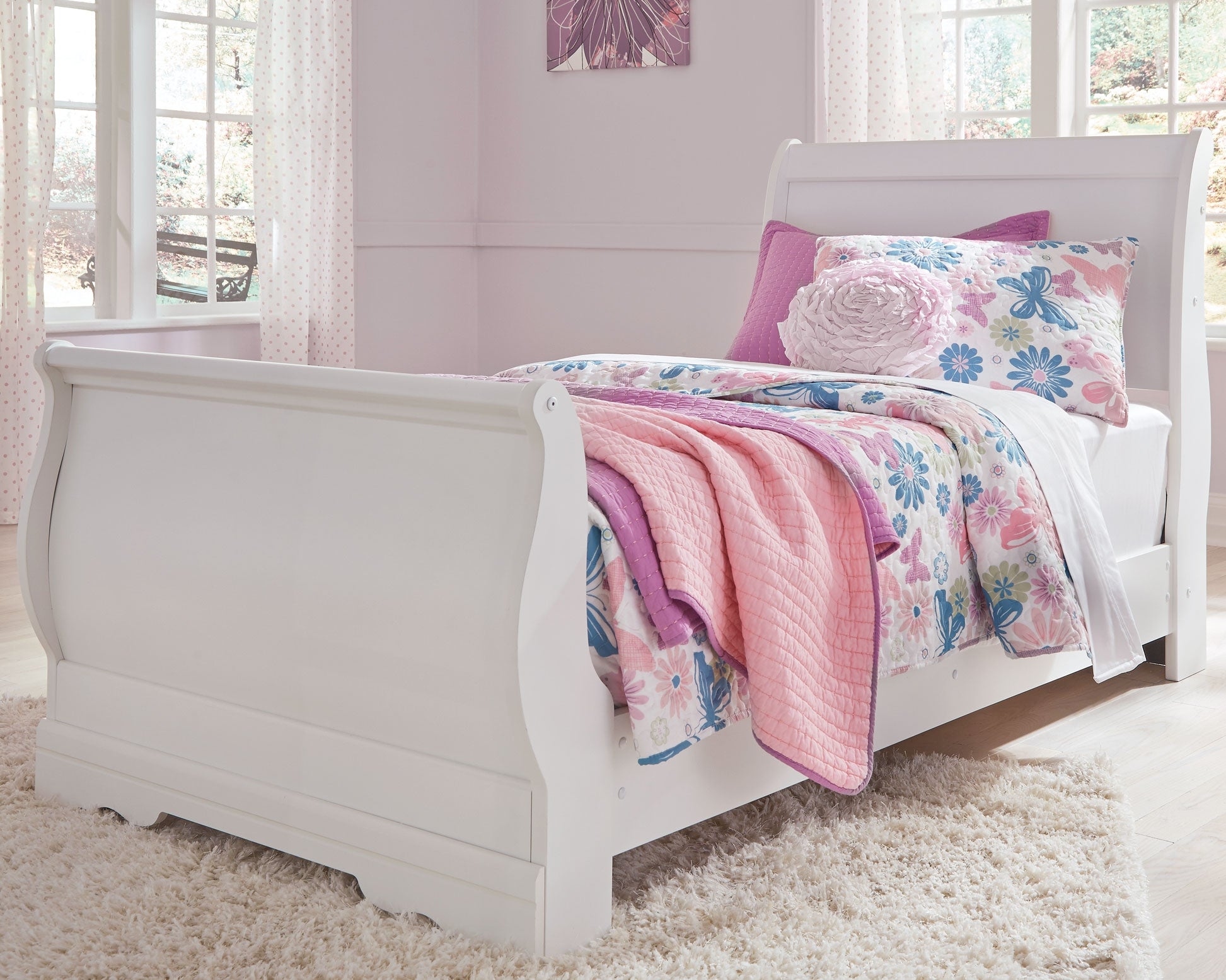 Furniture City Laplace - Ashley Furniture - Anarasia Bedroom - Twin Sleigh Bed / White - B129B1