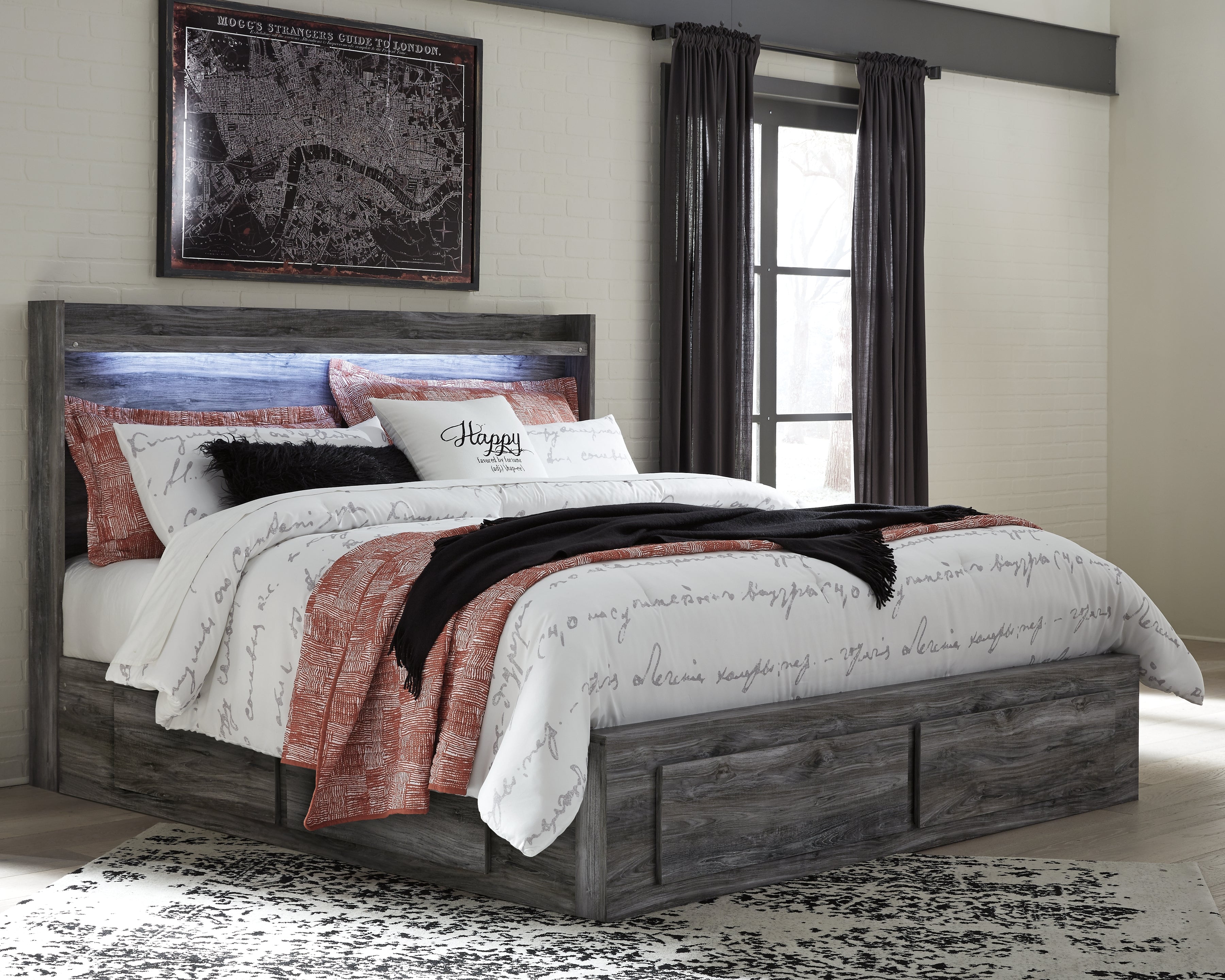 Furniture City Laplace - Ashley Furniture - Baystorm Bedroom - King Panel Bed with 6 Storage Drawers / Gray - B221B16