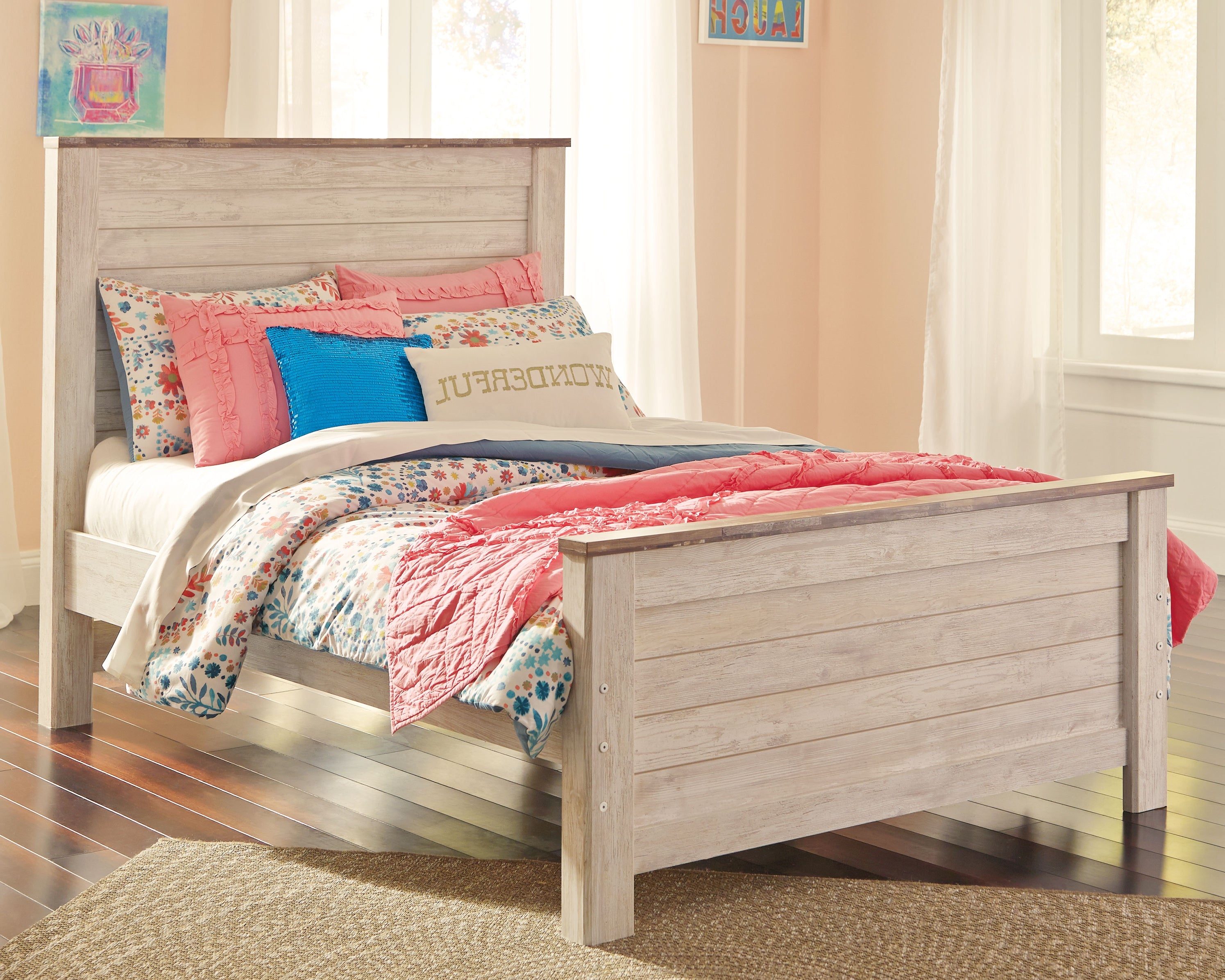 Furniture City Laplace - Ashley Furniture - Willowton Bedroom - Full Panel Bed / Whitewash - B267B17