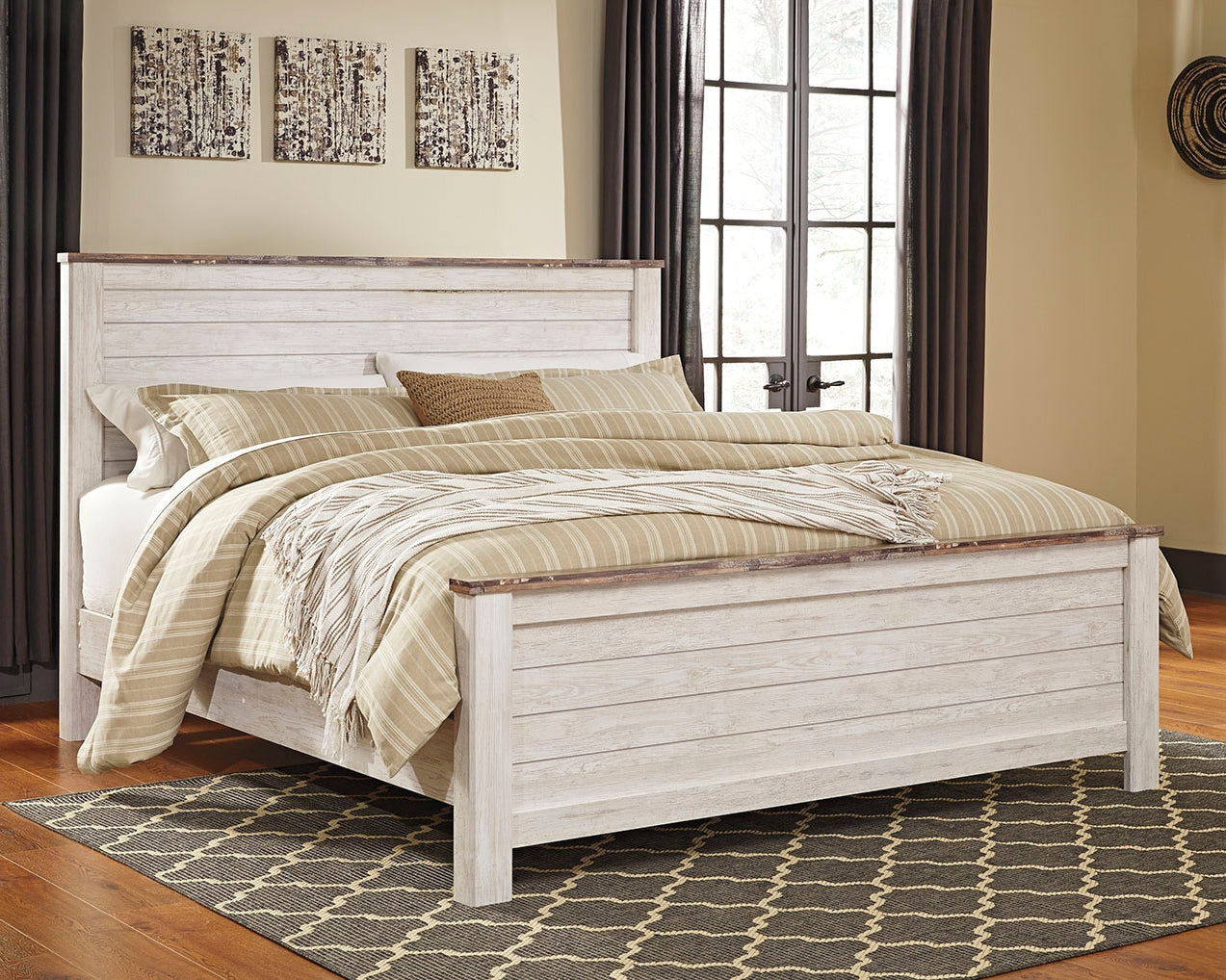 Furniture City Laplace - Ashley Furniture - Willowton Bedroom - California King Panel Bed / Whitewash - B267B28