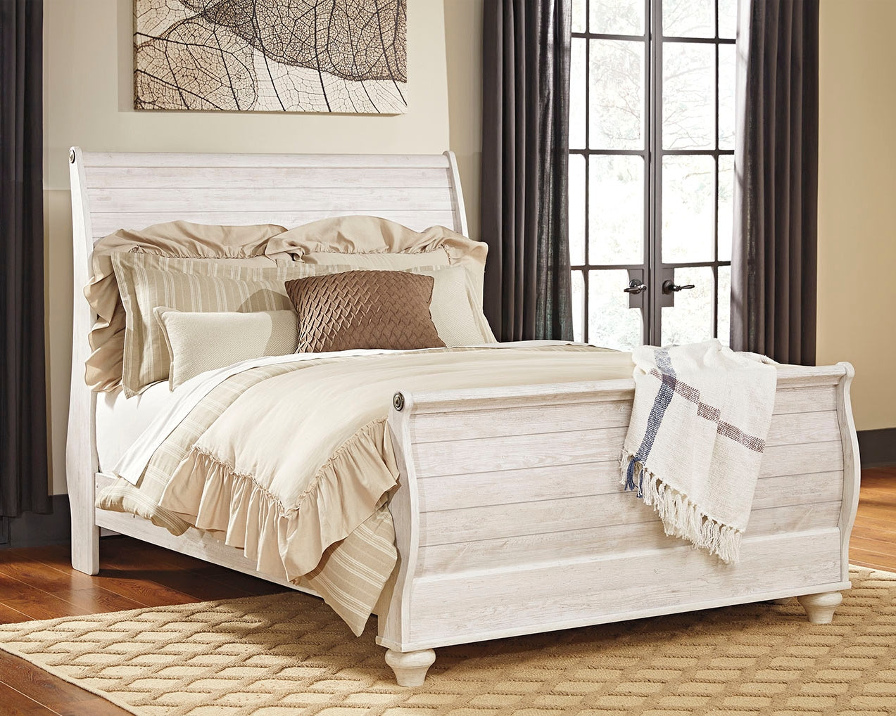 Furniture City Laplace - Ashley Furniture - Willowton Bedroom - Queen Sleigh Bed / Whitewash - B267B4