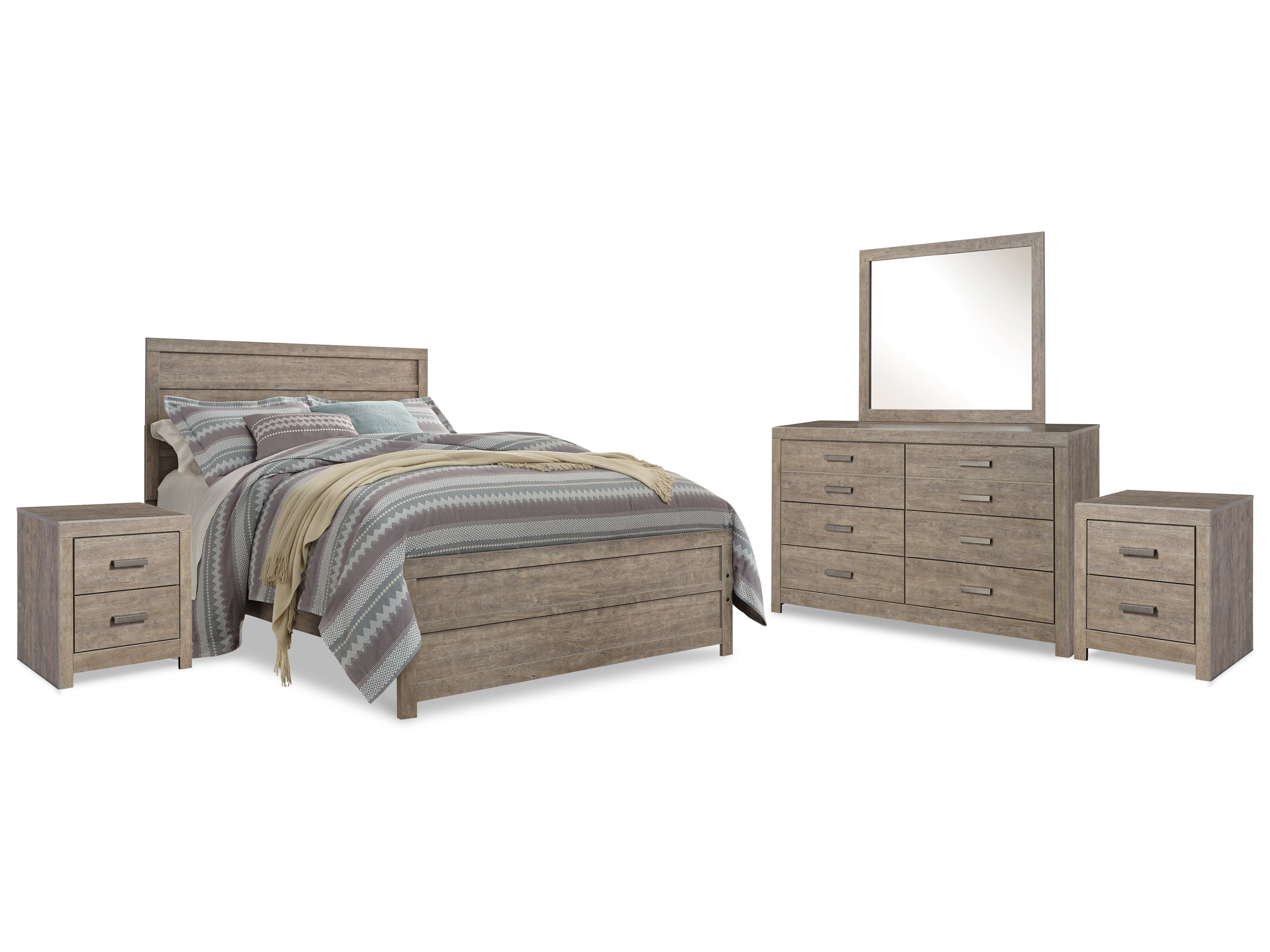 Furniture City Laplace - Ashley Furniture - Culverbach Queen Bed with Mirrored Dresser and 2 Nightstand - Queen Bed with Mirrored Dresser and 2 Nightstand - B070B11