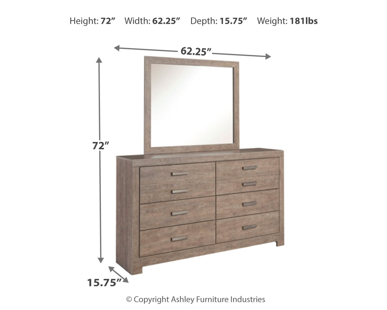 Furniture City Laplace - Ashley Furniture - Culverbach Bedroom - Dresser and Mirror / Gray - B070B1