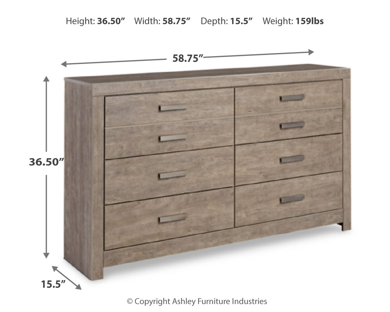 Furniture City Laplace - Ashley Furniture - Culverbach Bedroom - Six Drawer Dresser / Gray - B070-31