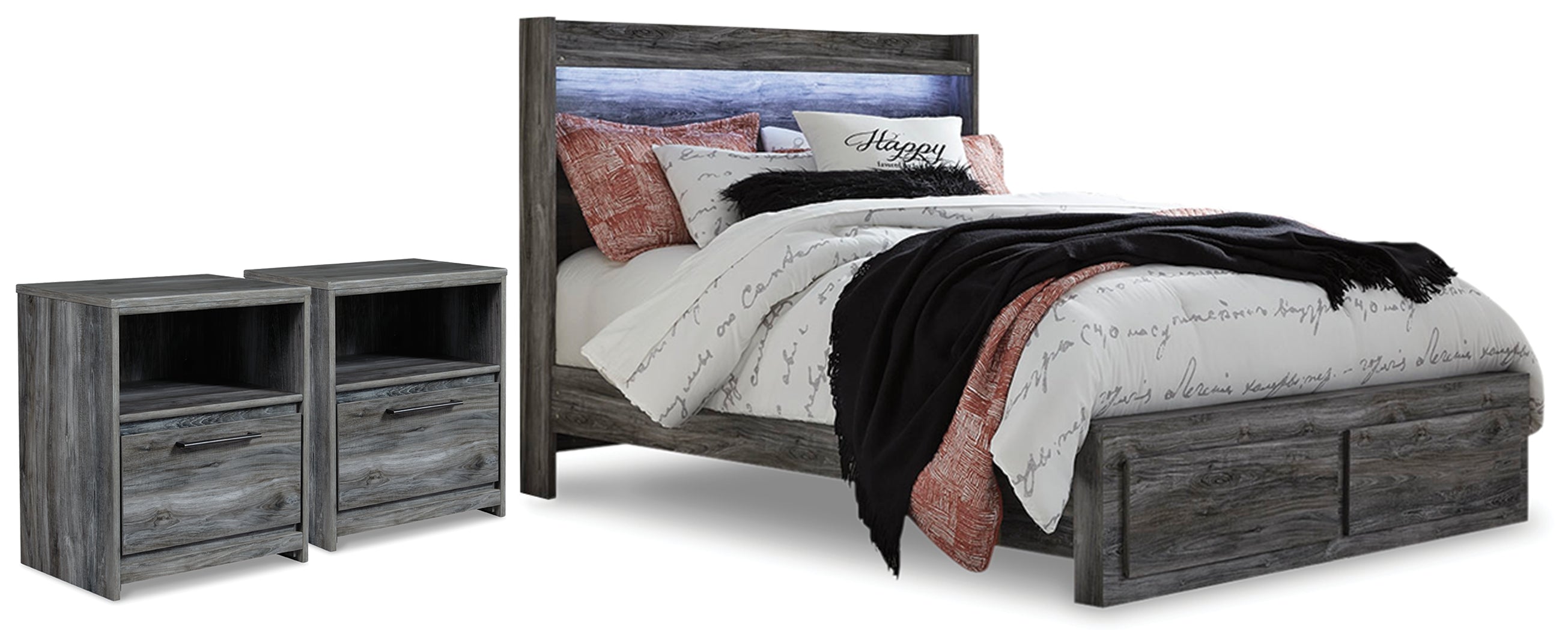 Furniture City Laplace - Ashley Furniture - Baystorm Queen Panel Storage Bed and 2 Nightstands - Queen Panel Storage Bed and 2 Nightstands - B221B84