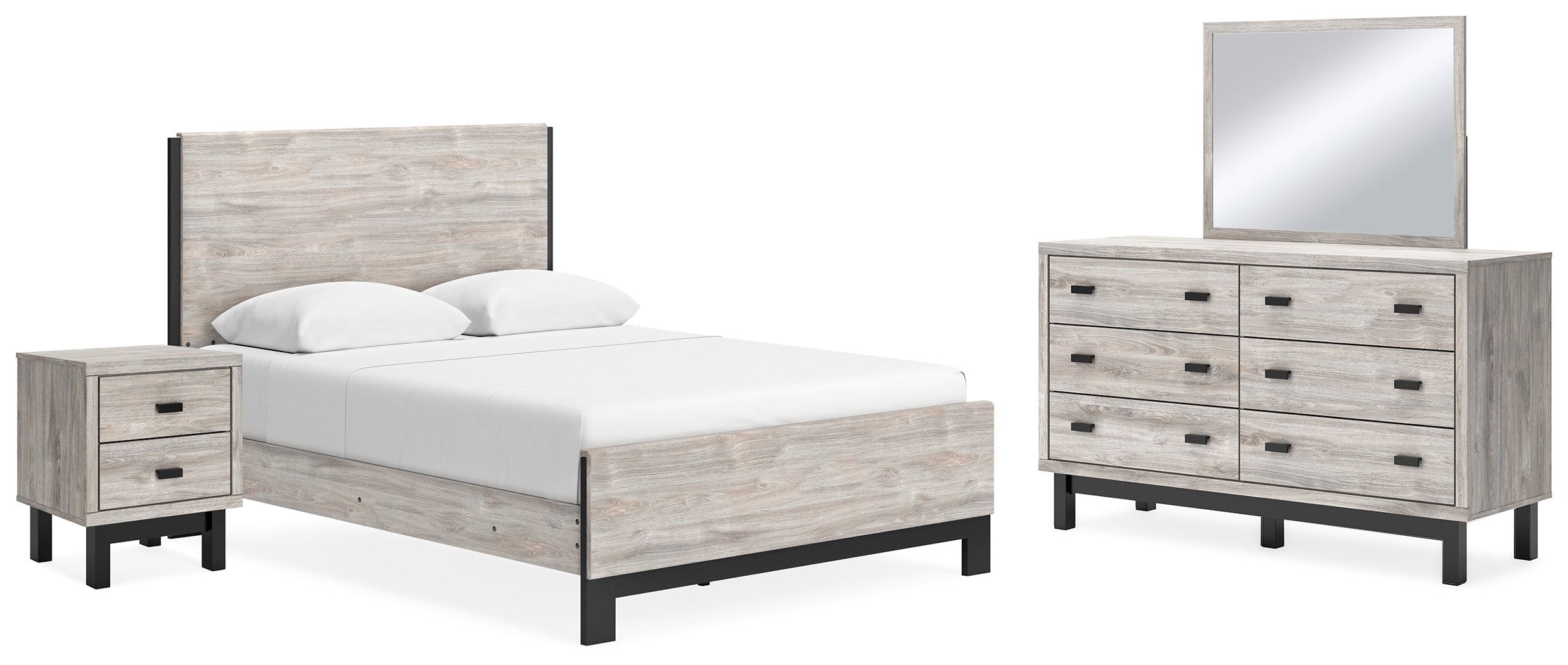 Furniture City Laplace - Ashley Furniture - Vessalli Queen Panel Bed, Dresser, Mirror and Nightstand - Queen Panel Bed, Dresser, Mirror and Nightstand - B1036B9
