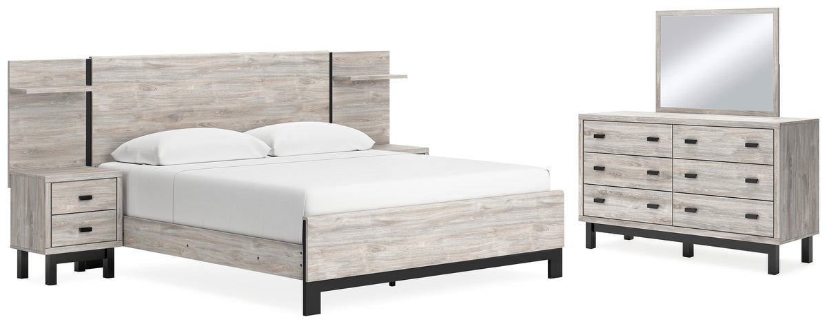 Furniture City Laplace - Ashley Furniture - Vessalli King Panel Bed, Dresser, Mirror and 2 Nightstands - King Panel Bed, Dresser, Mirror and 2 Nightstands - B1036B14