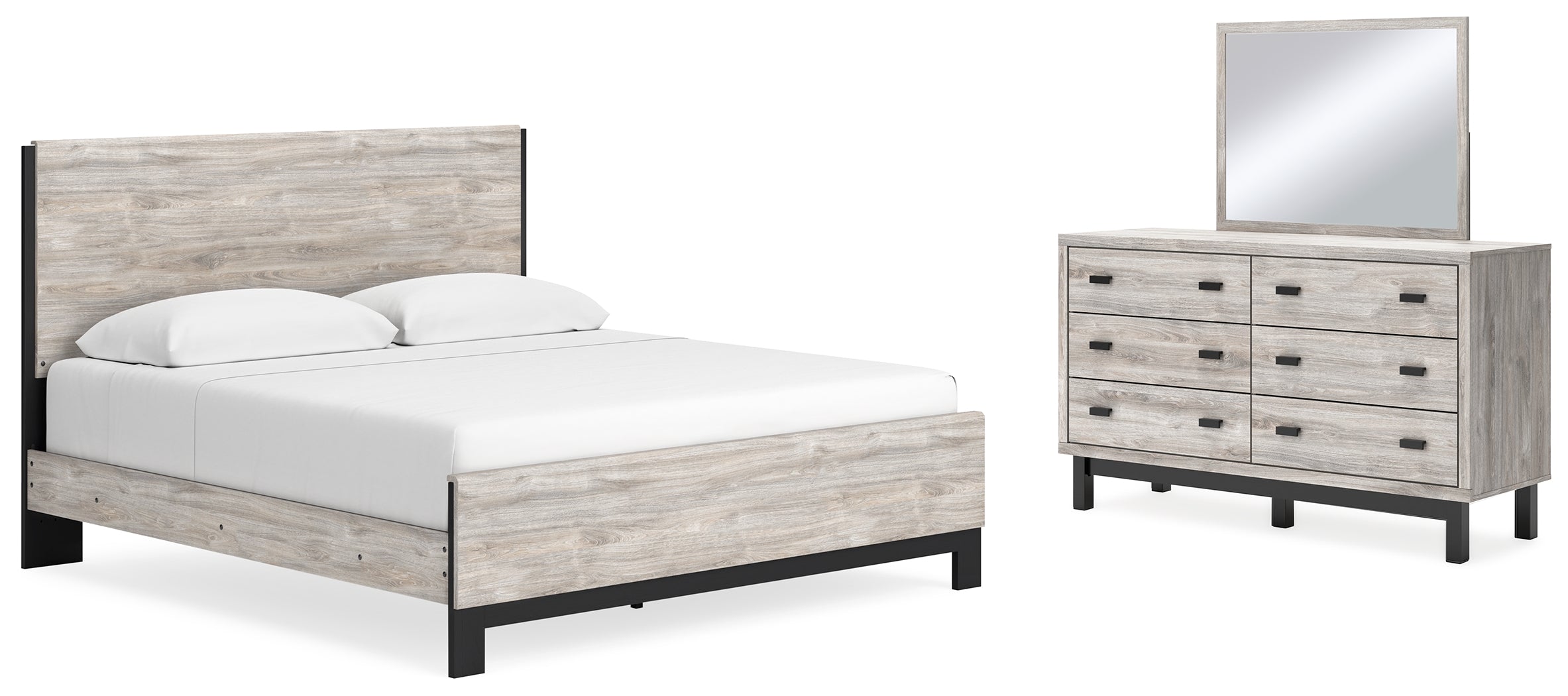 Furniture City Laplace - Ashley Furniture - Vessalli King Panel Bed, Dresser and Mirror - King Panel Bed, Dresser and Mirror - B1036B12