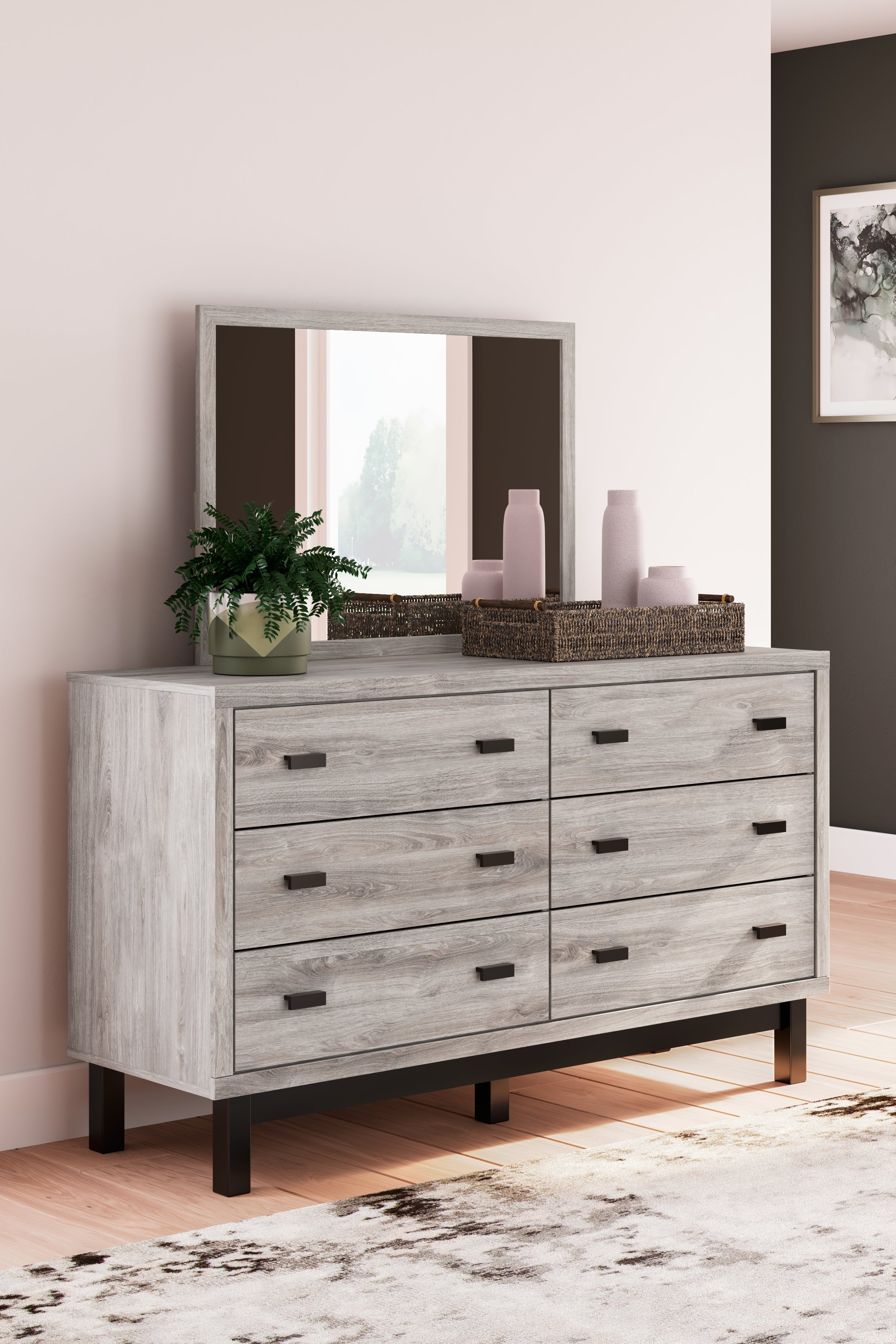 Furniture City Laplace - Ashley Furniture - Vessalli Bedroom - Dresser and Mirror / Gray - B1036B1