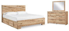 Furniture City Laplace - Ashley Furniture - Hyanna King Panel Bed with 2 Side Storage, Dresser and Mirror - King Panel Bed with 2 Side Storage, Dresser and Mirror - B1050B47