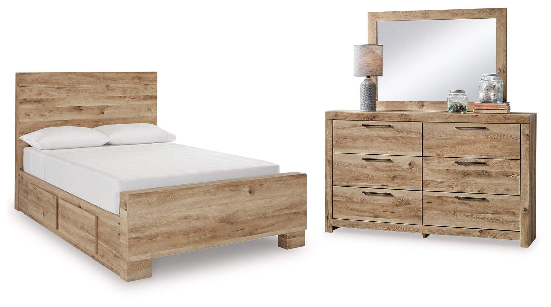 Furniture City Laplace - Ashley Furniture - Hyanna Full Panel Bed with 2 Side Storage, Dresser and Mirror - Full Panel Bed with 2 Side Storage, Dresser and Mirror - B1050B31