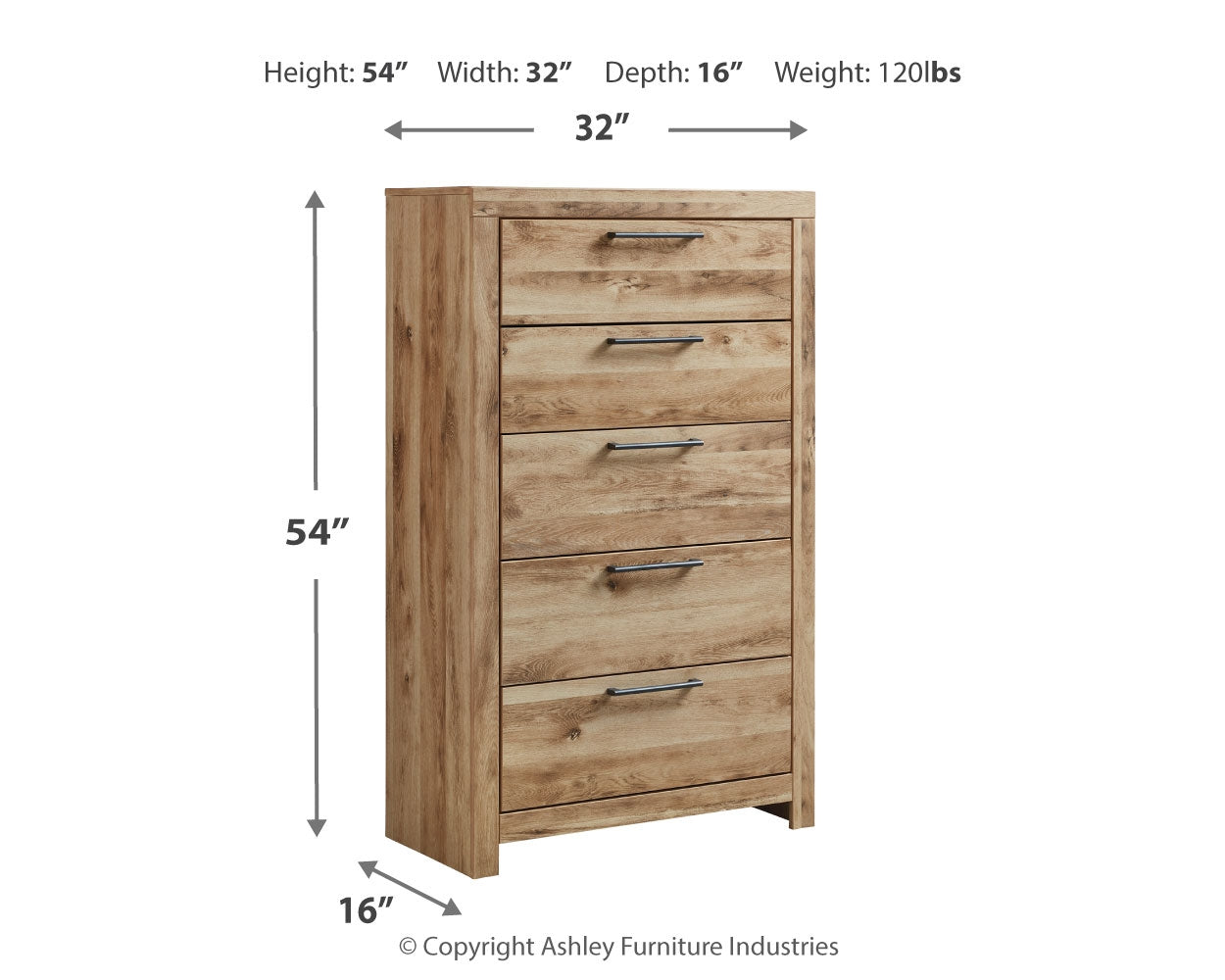 Furniture City Laplace - Ashley Furniture - Hyanna Bedroom - Five Drawer Chest / Tan Brown - B1050-46
