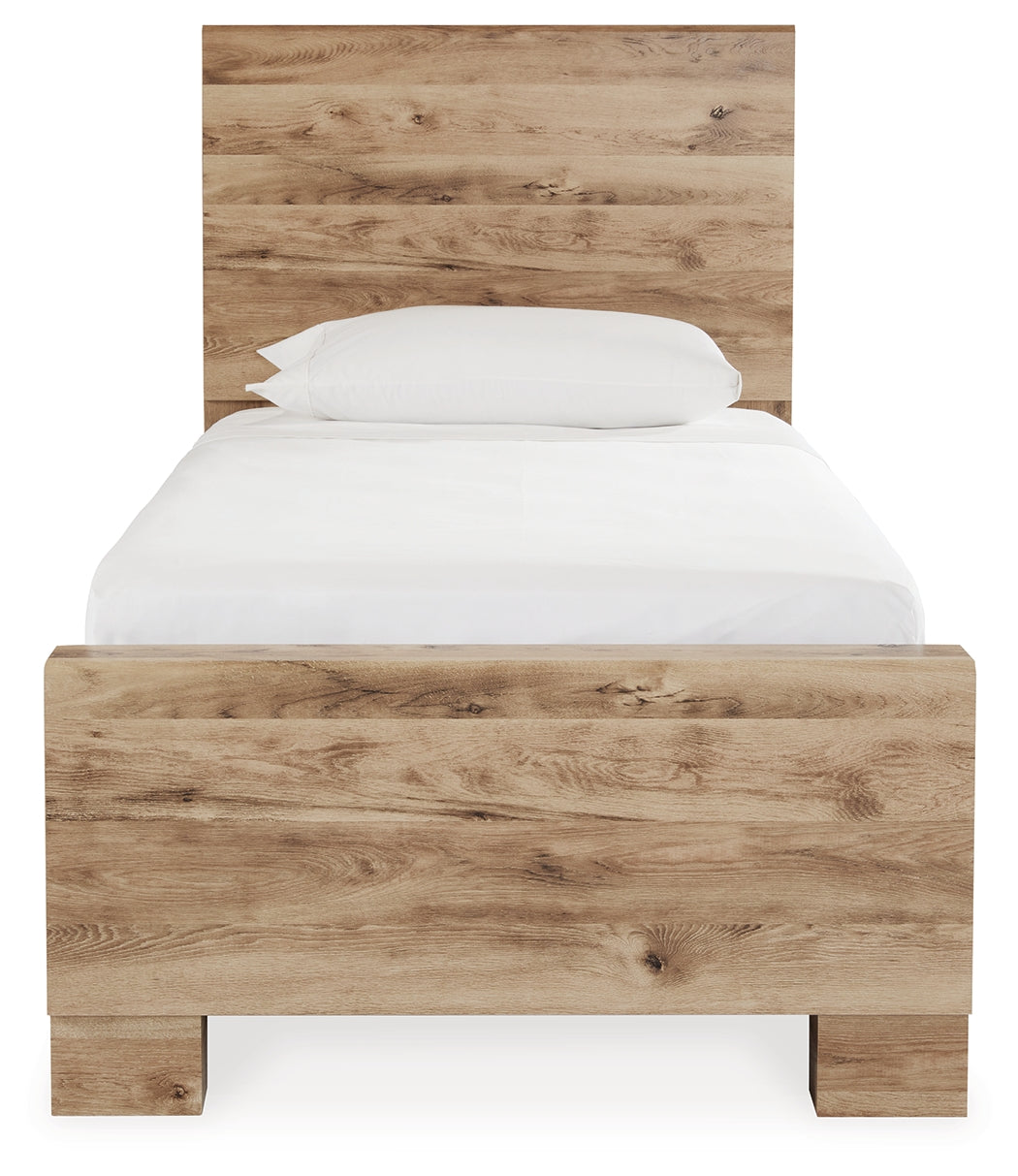 Furniture City Laplace - Ashley Furniture - Hyanna Bedroom - Twin Panel Bed with 1 Side Storage / Tan Brown - B1050B24