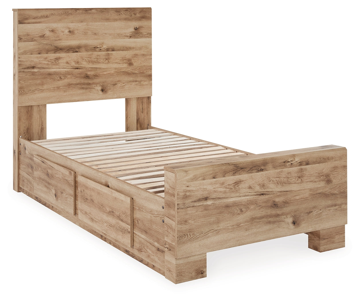 Furniture City Laplace - Ashley Furniture - Hyanna Bedroom - Twin Panel Bed with 1 Side Storage / Tan Brown - B1050B24