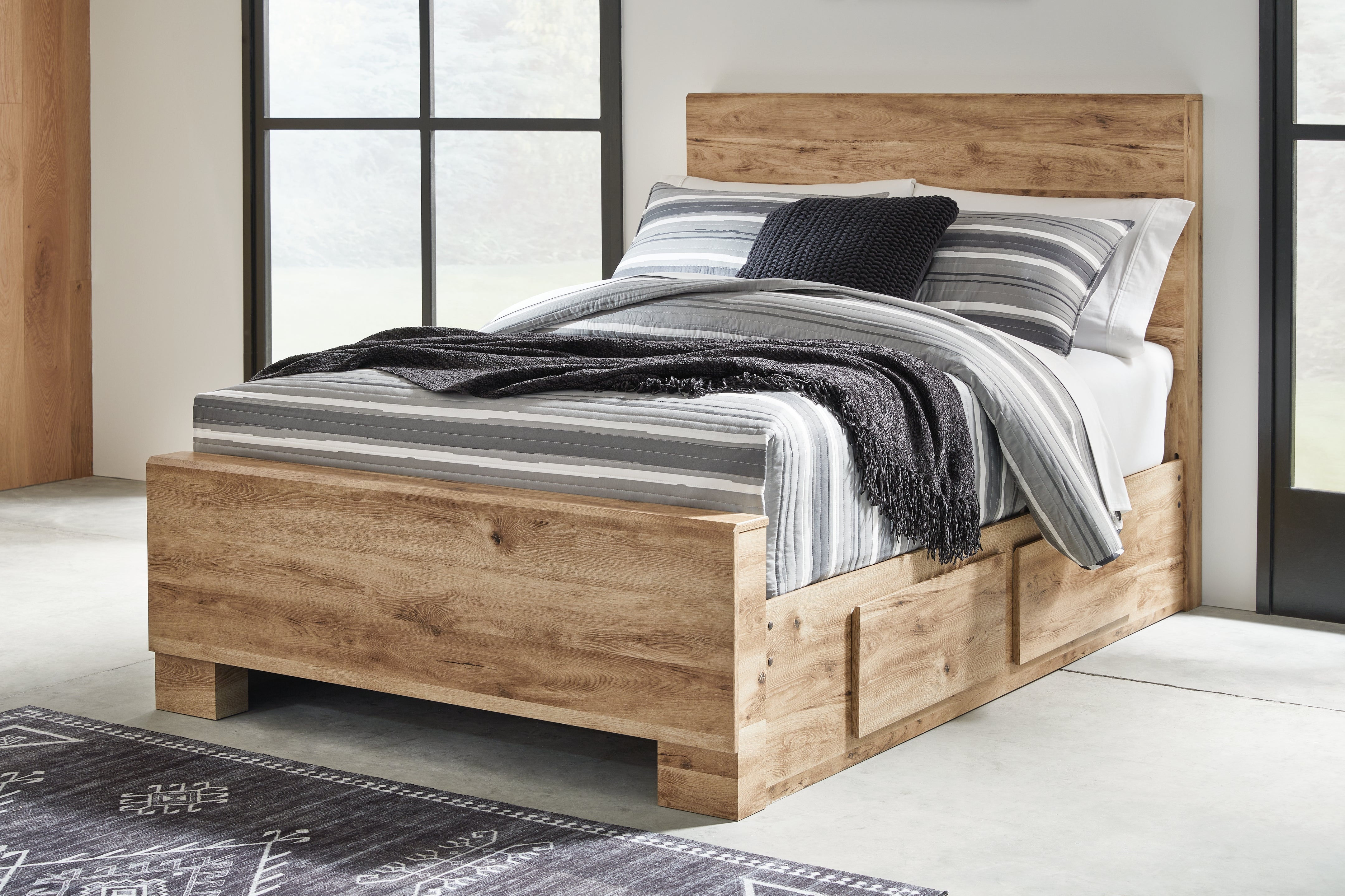 Furniture City Laplace - Ashley Furniture - Hyanna Bedroom - Full Panel Bed with 1 Side Storage / Tan Brown - B1050B25
