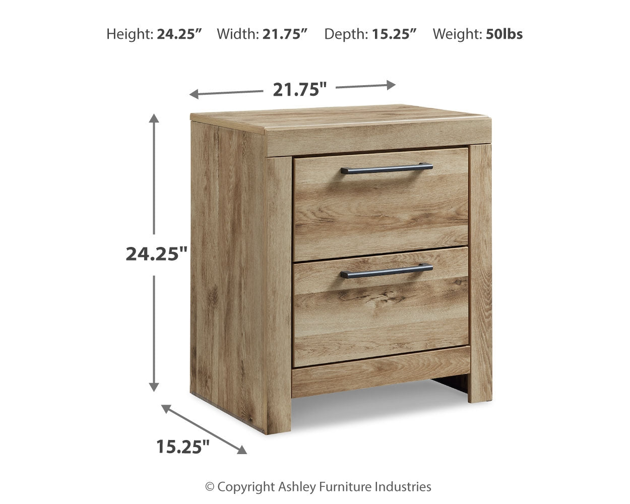 Furniture City Laplace - Ashley Furniture - Hyanna Bedroom - Two Drawer Night Stand / Tan Brown - B1050-92