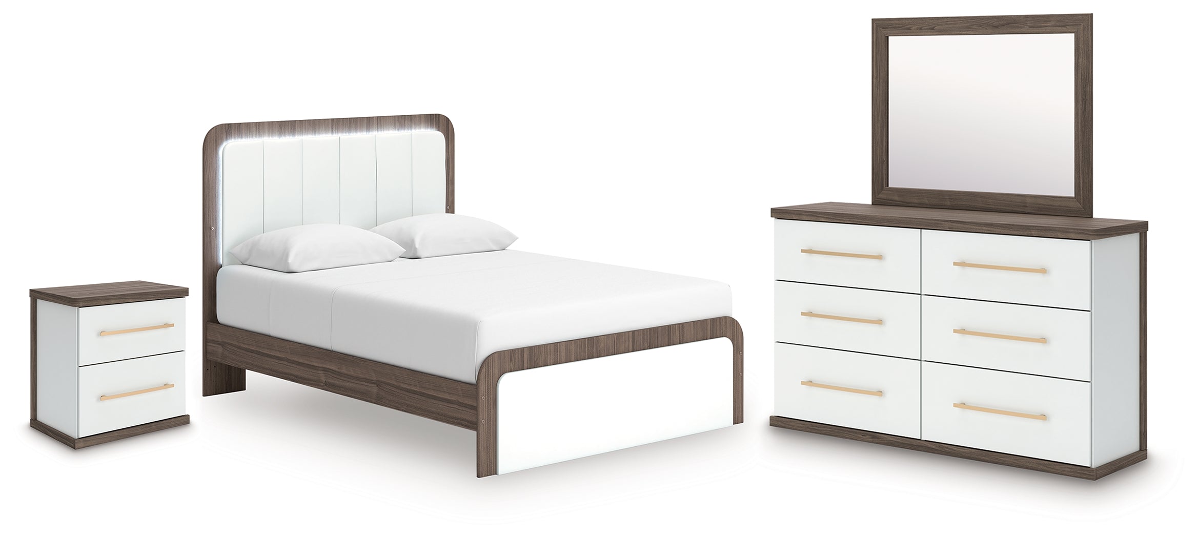 Furniture City Laplace - Ashley Furniture - Kendanport Queen Upholstered Bed, Dresser, Mirror and Nightstand - Queen Upholstered Bed, Dresser, Mirror and Nightstand - PCB1108B10