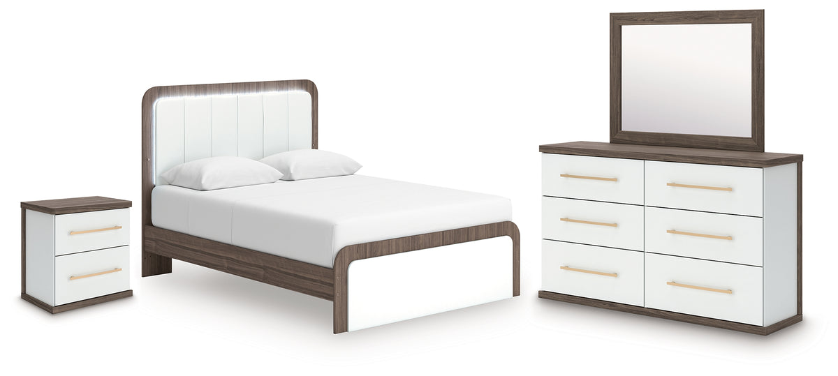 Furniture City Laplace - Ashley Furniture - Kendanport Queen Upholstered Bed, Dresser, Mirror and Nightstand - Queen Upholstered Bed, Dresser, Mirror and Nightstand - PCB1108B10