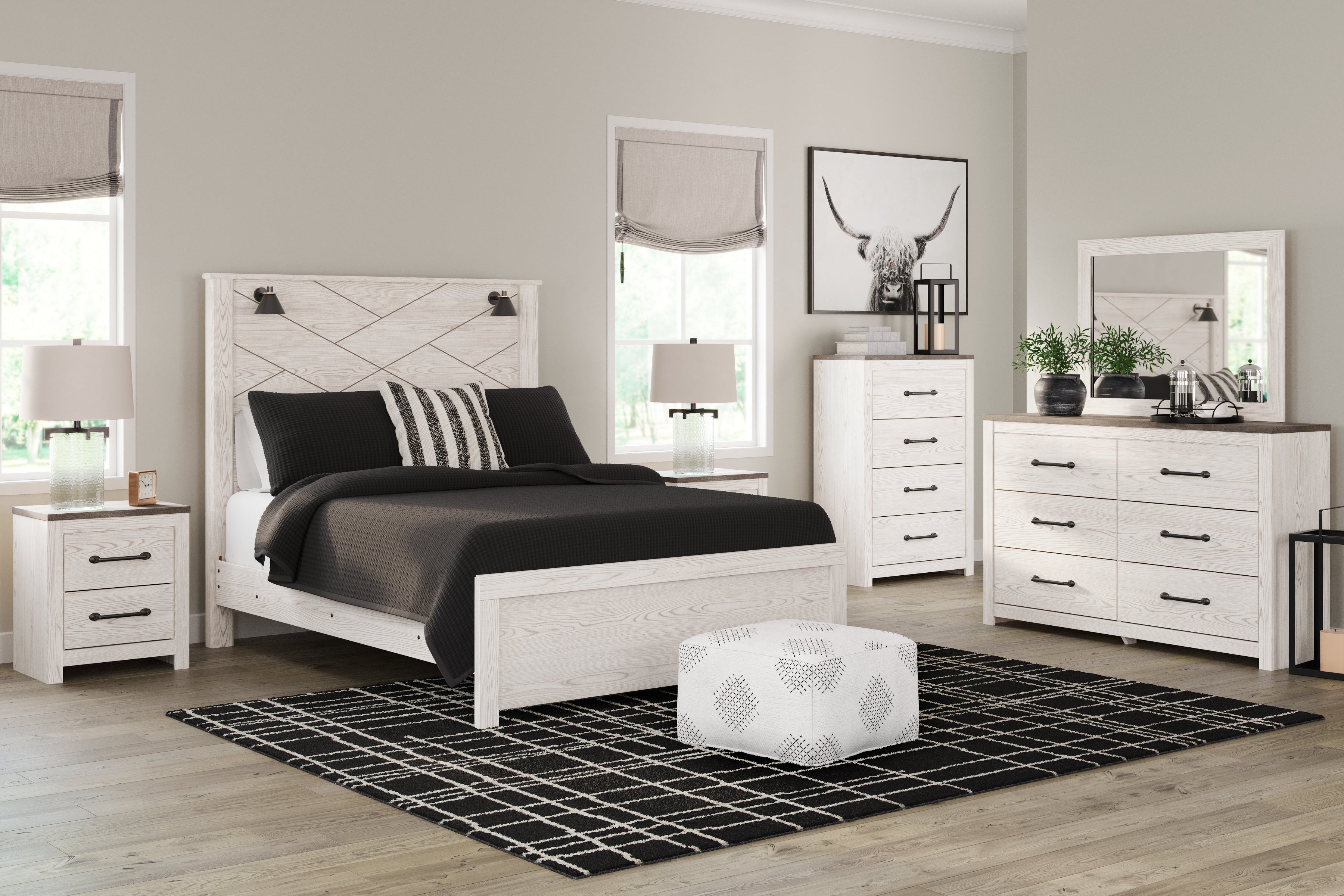 Furniture City Laplace - Ashley Furniture - Gerridan Bedroom - Six Drawer Dresser / White/Gray - B1190-31