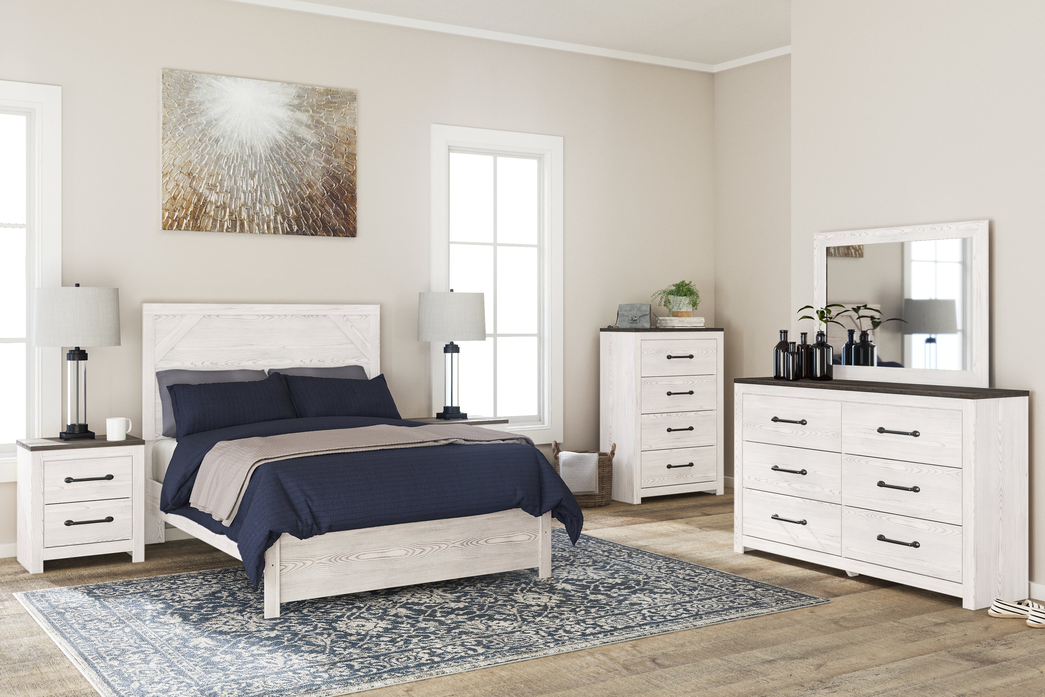 Furniture City Laplace - Ashley Furniture - Gerridan Bedroom - Full Panel Bed / White/Gray - B1190B4
