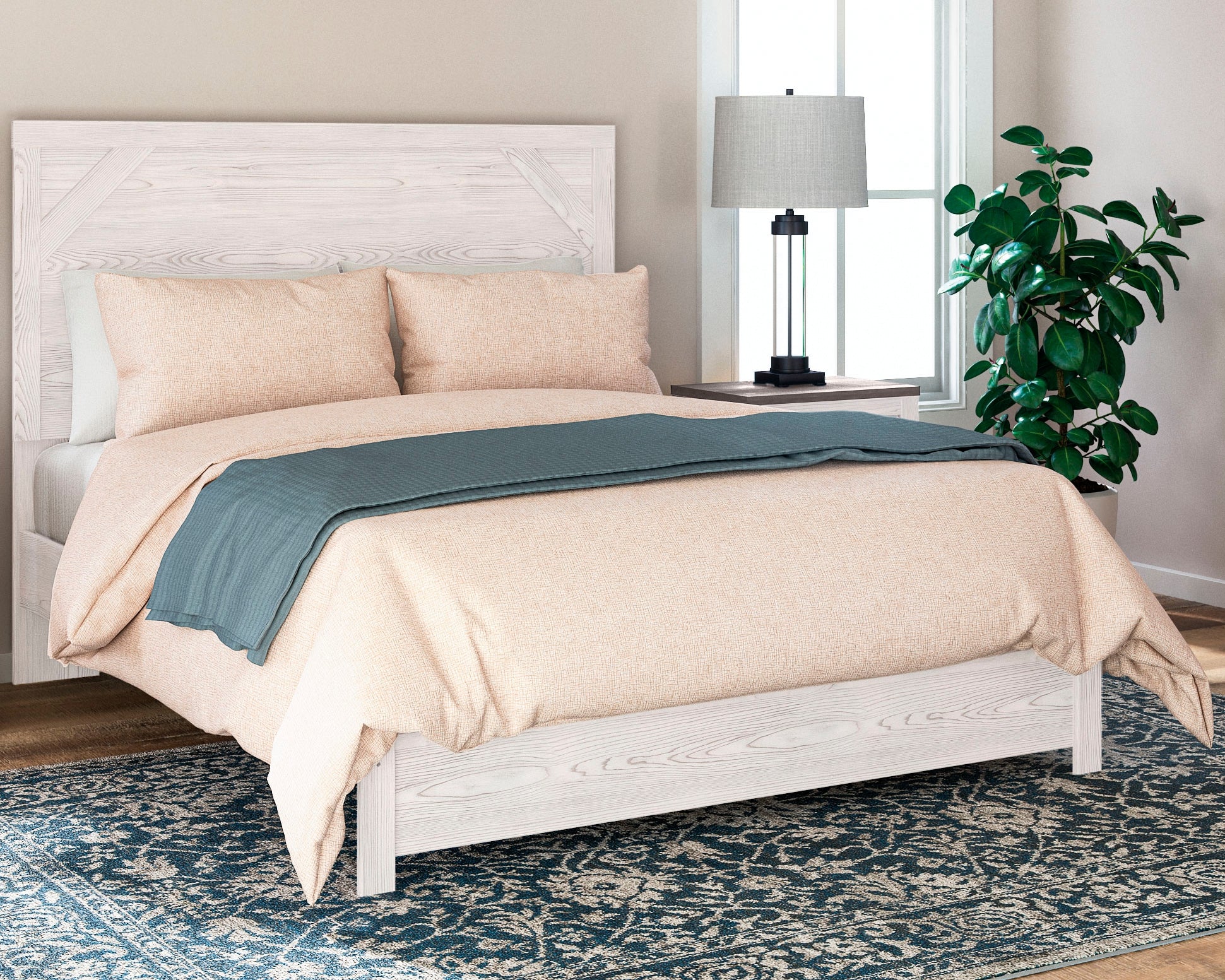 Furniture City Laplace - Ashley Furniture - Gerridan Bedroom - Queen Panel Bed / White/Gray - B1190B2