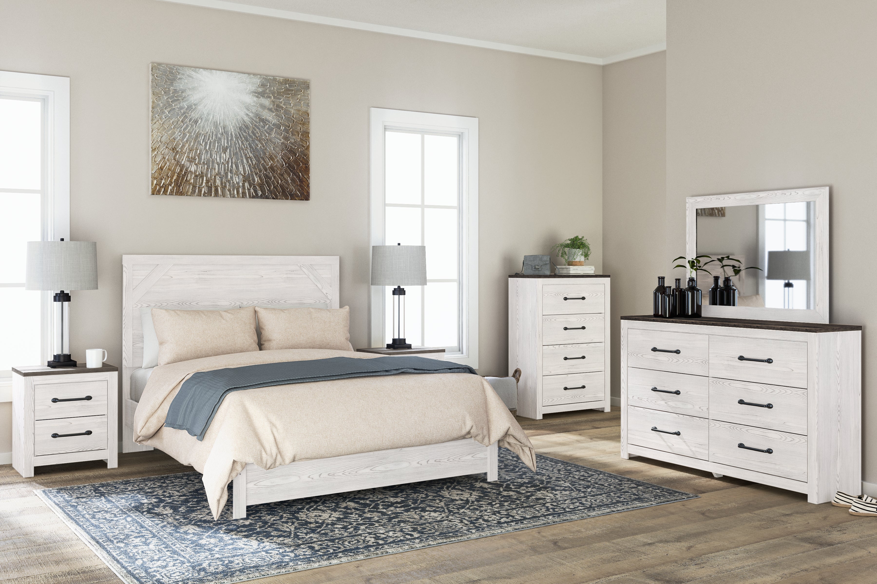 Furniture City Laplace - Ashley Furniture - Gerridan Bedroom - Queen Panel Bed / White/Gray - B1190B2