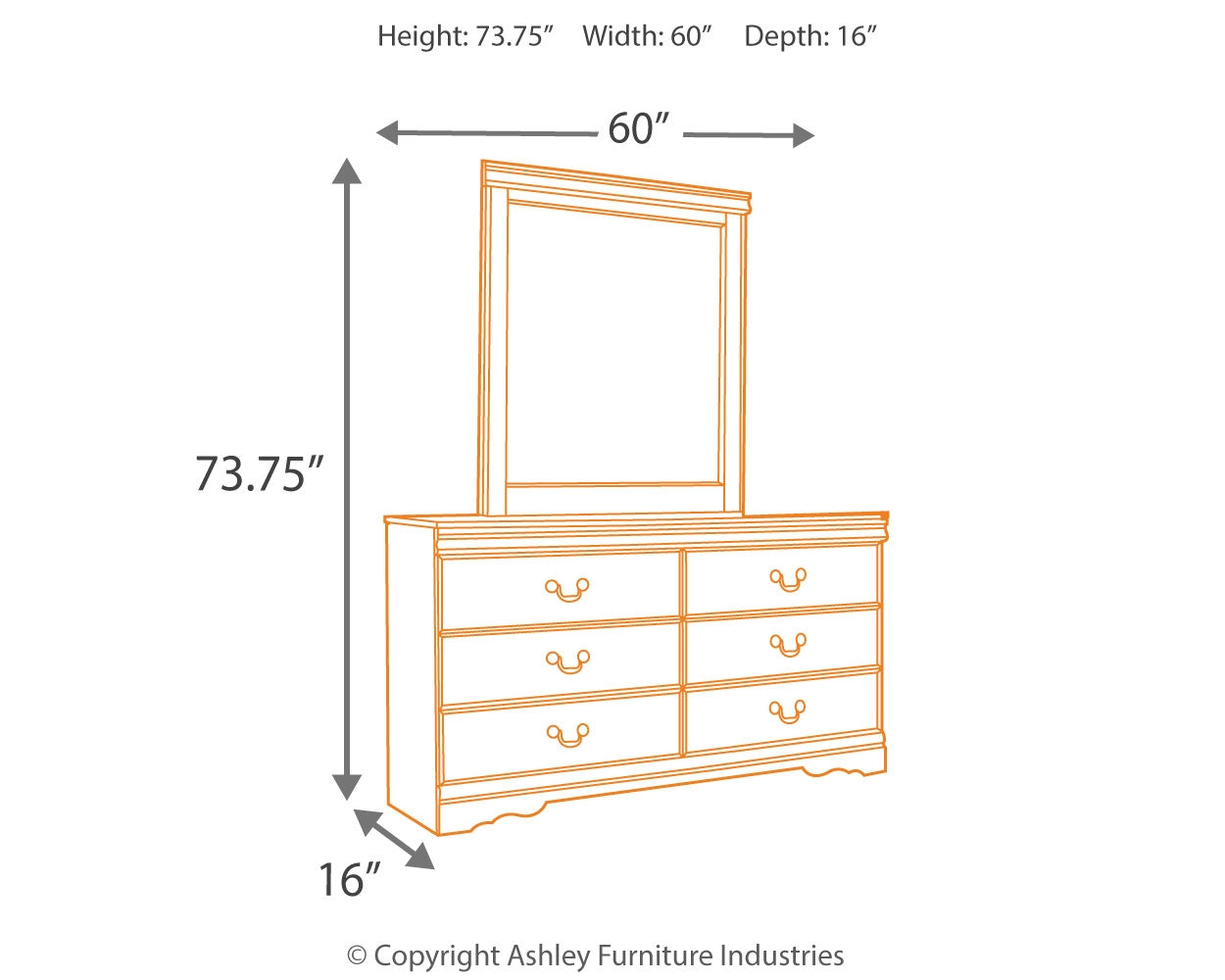 Furniture City Laplace - Ashley Furniture - Huey Vineyard Bedroom - Dresser and Mirror / Black - B128B1