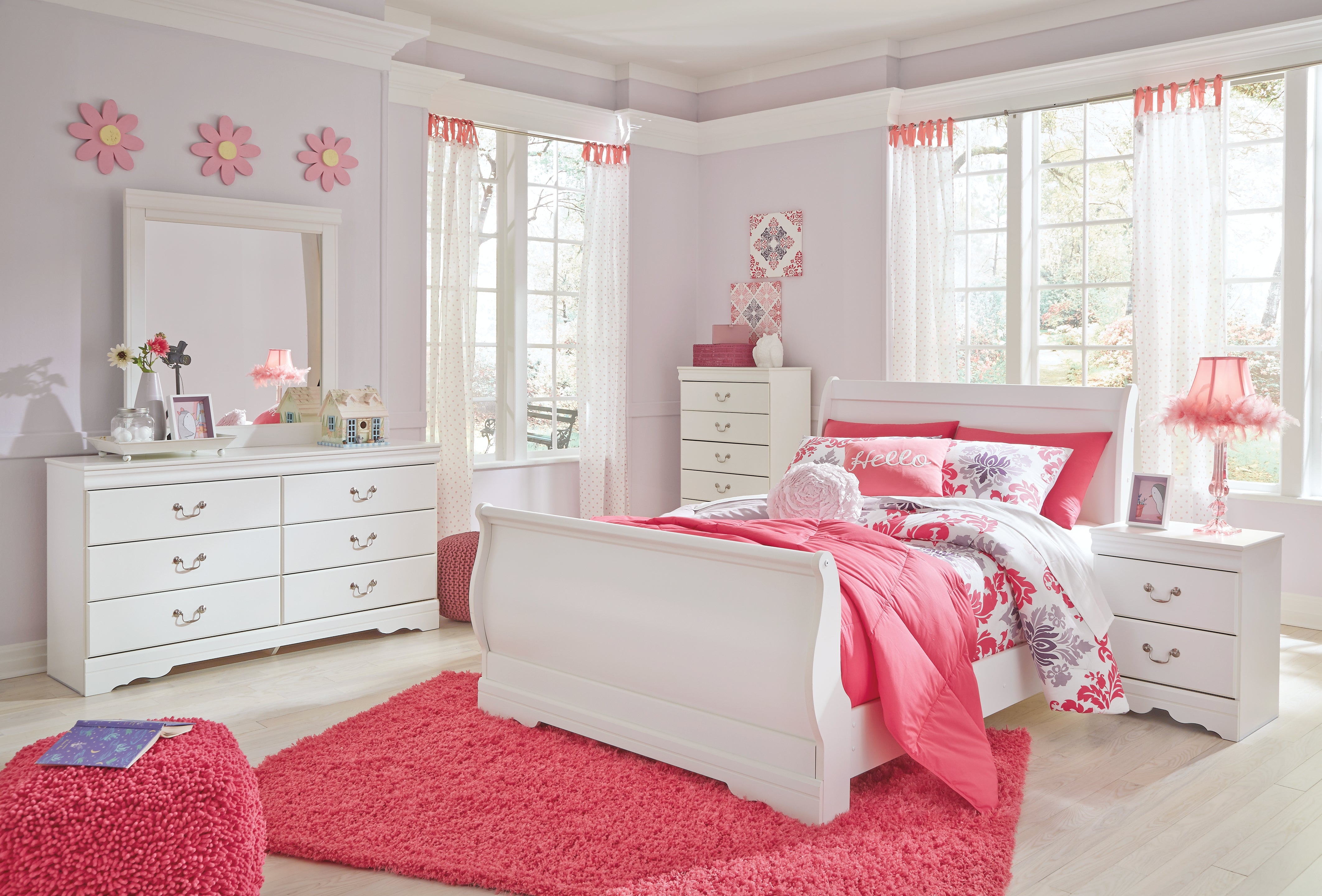 Furniture City Laplace - Ashley Furniture - Anarasia Bedroom - Full Sleigh Bed / White - B129B2