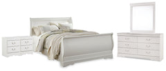 Furniture City Laplace - Ashley Furniture - Anarasia Queen Sleigh Bed, Dresser, Mirror and 2 Nightstands - Queen Sleigh Bed, Dresser, Mirror and 2 Nightstands - B129B23